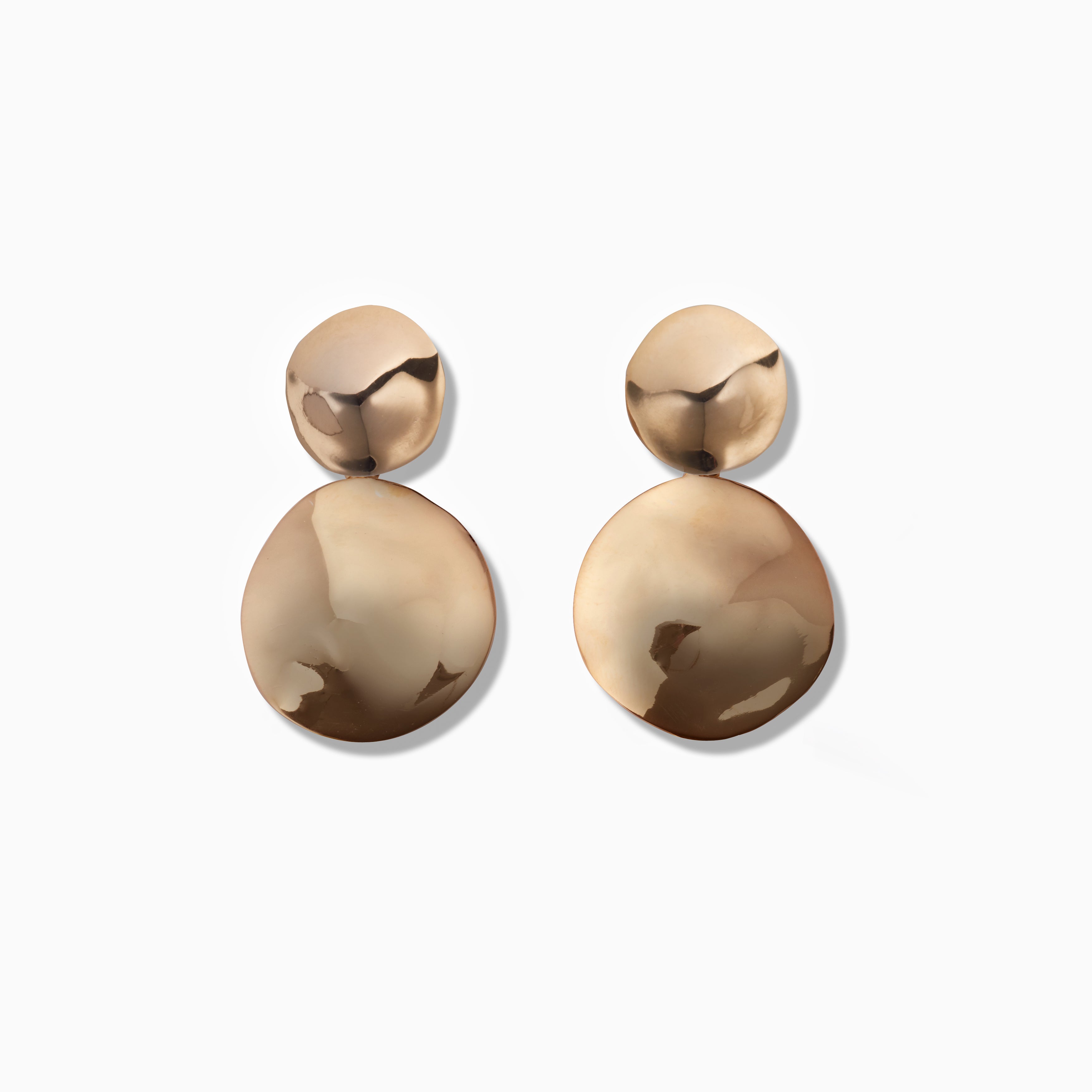 AGMES 18k gold vermeil short circular round drop earrings.