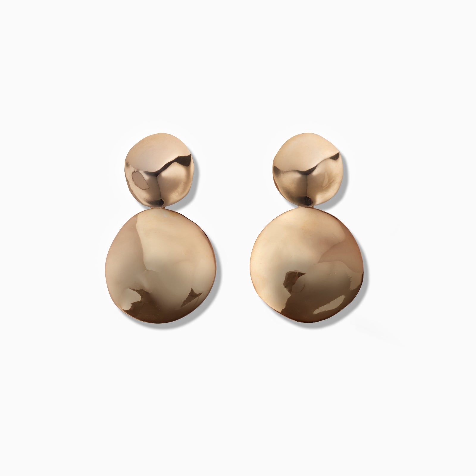 AGMES 18k gold vermeil short circular round drop earrings.