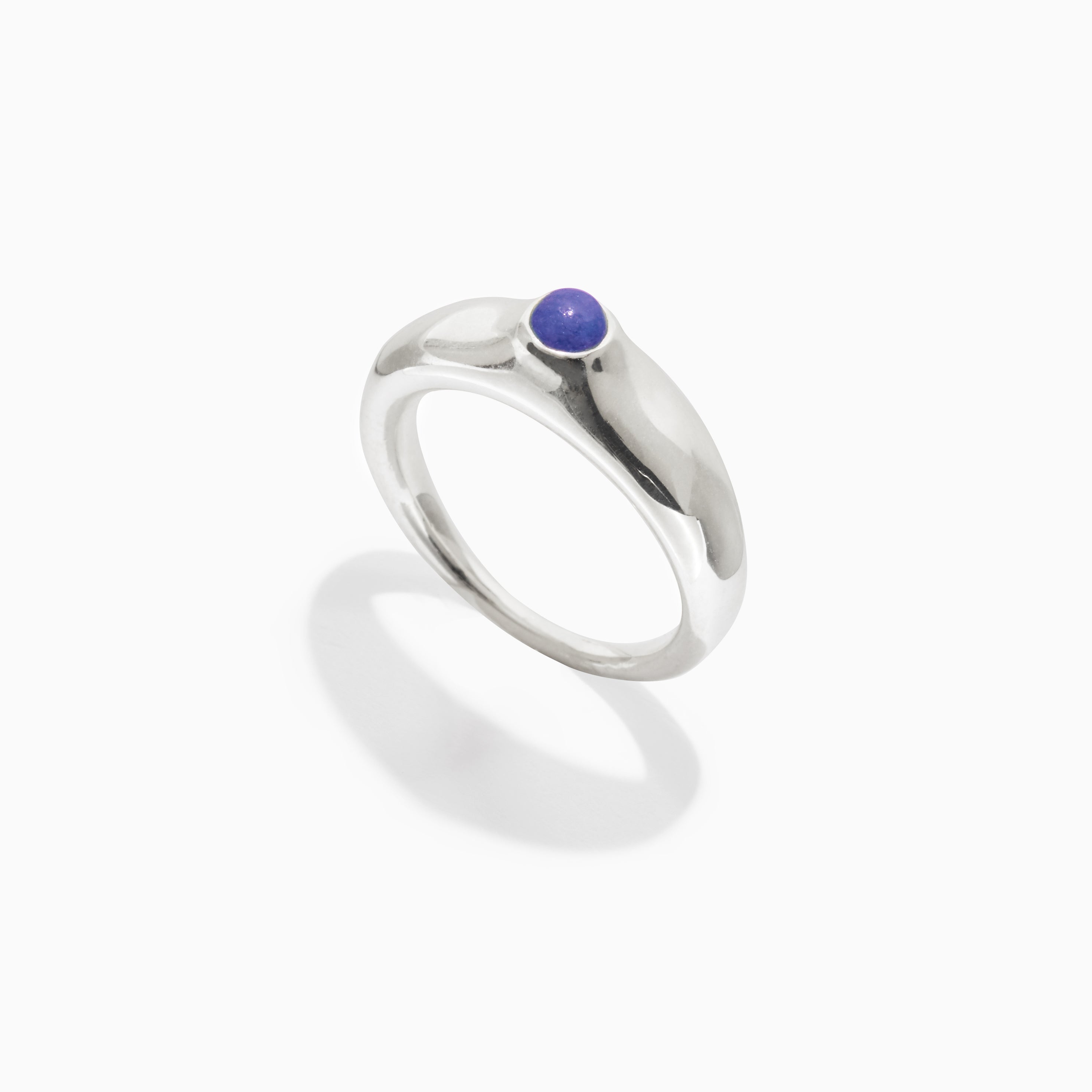 AGMES .925 Sterling Silver Cara Ring with Lapis Stone Center.