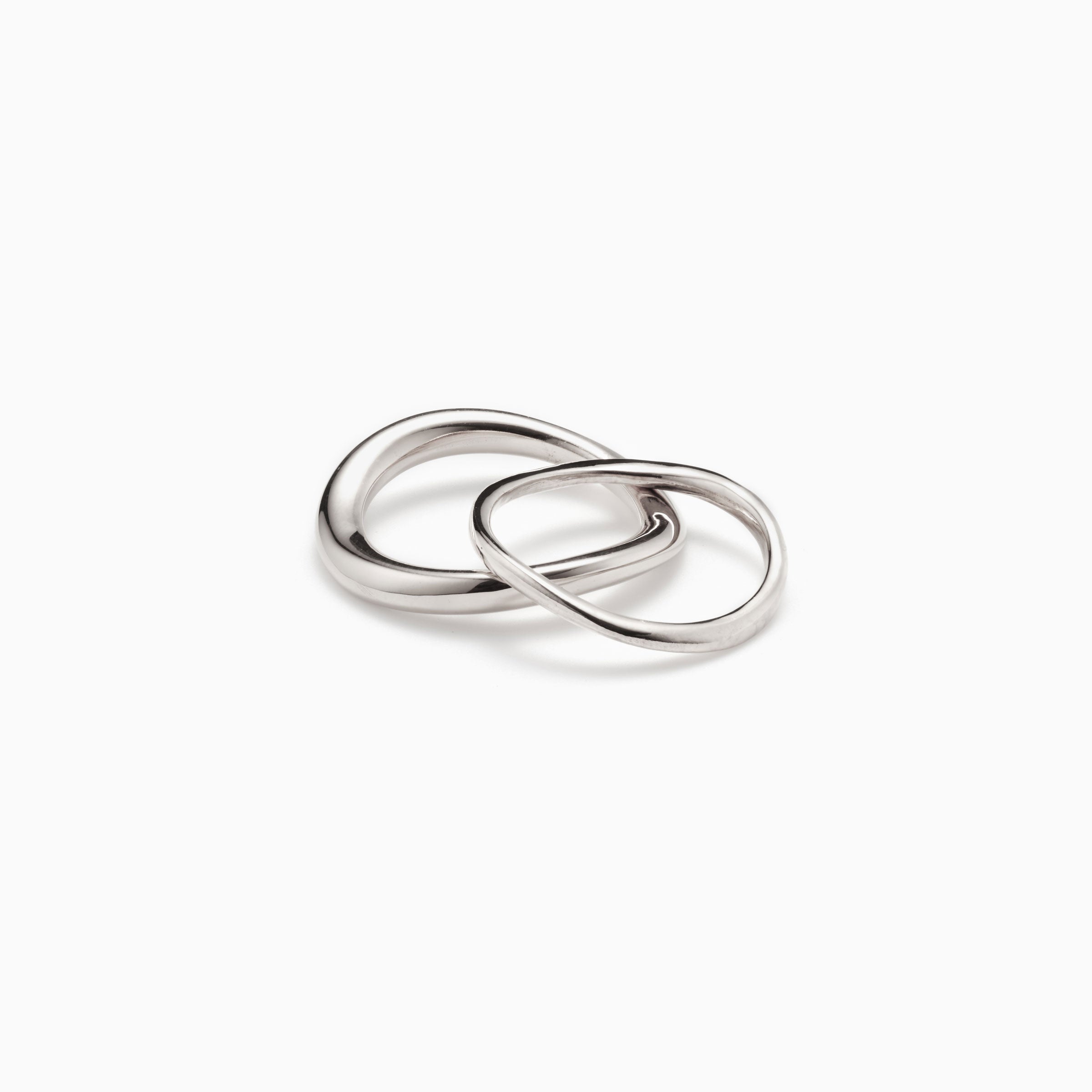 AGMES .925 Sterling Silver Small and Medium Astrid Ring Set.
