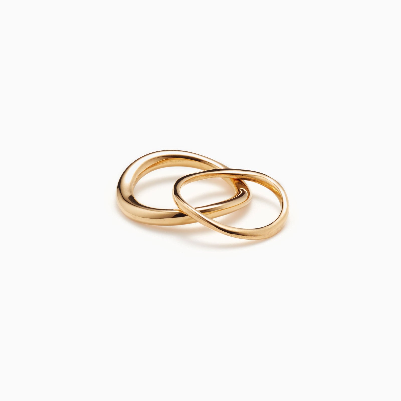 AGMES 14K Solid Yellow Gold Small and Medium Astrid Ring Set.