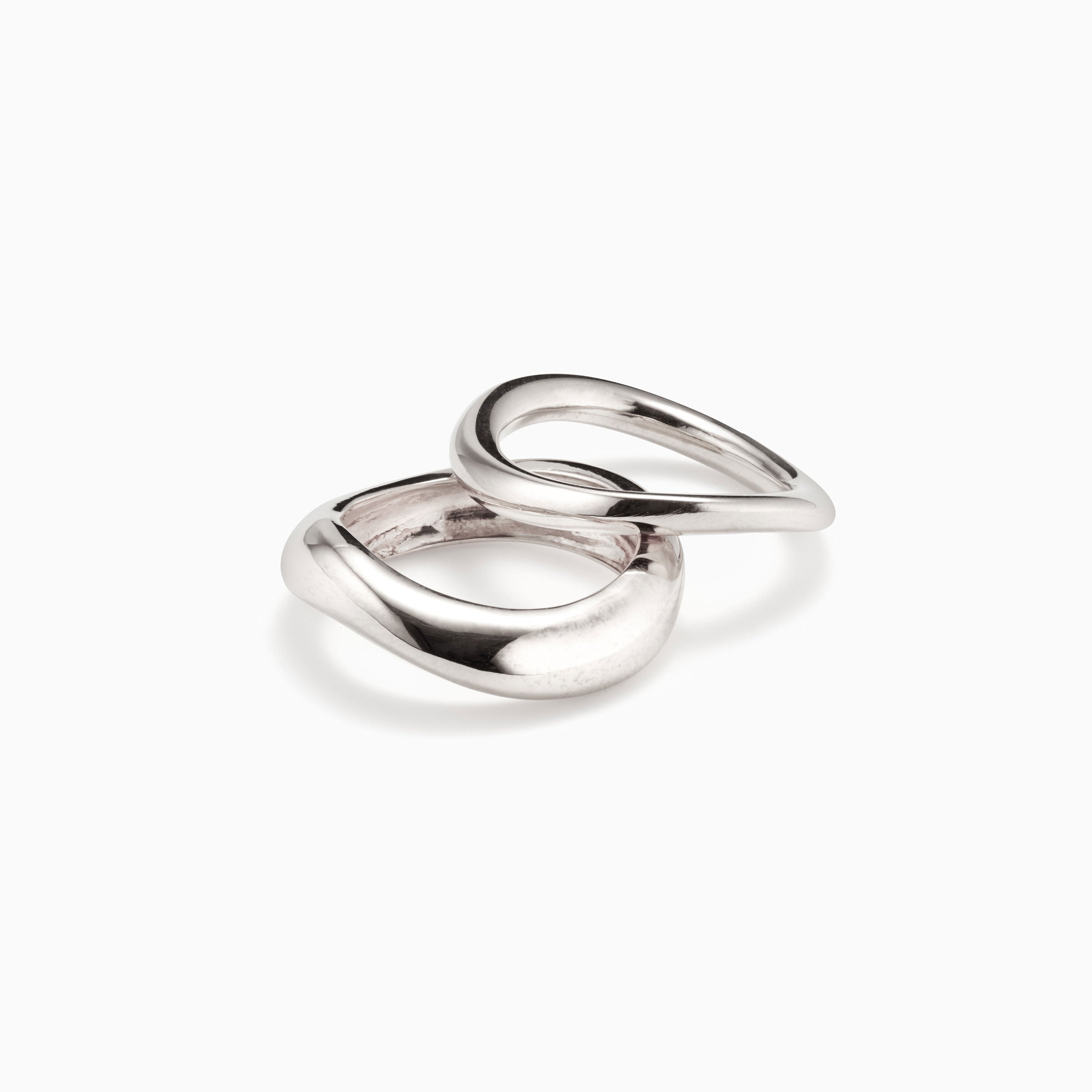 AGMES .925 Sterling Silver Large Astrid Ring and Medium Astrid Ring. Astrid Ring Set II.
