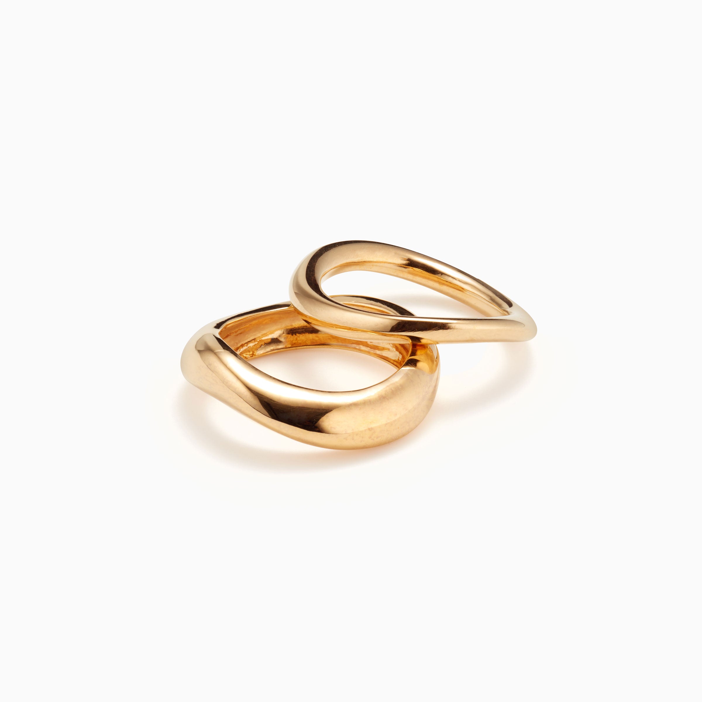 AGMES 14K Solid Yellow Gold Large and Medium Astrid Ring Set II.