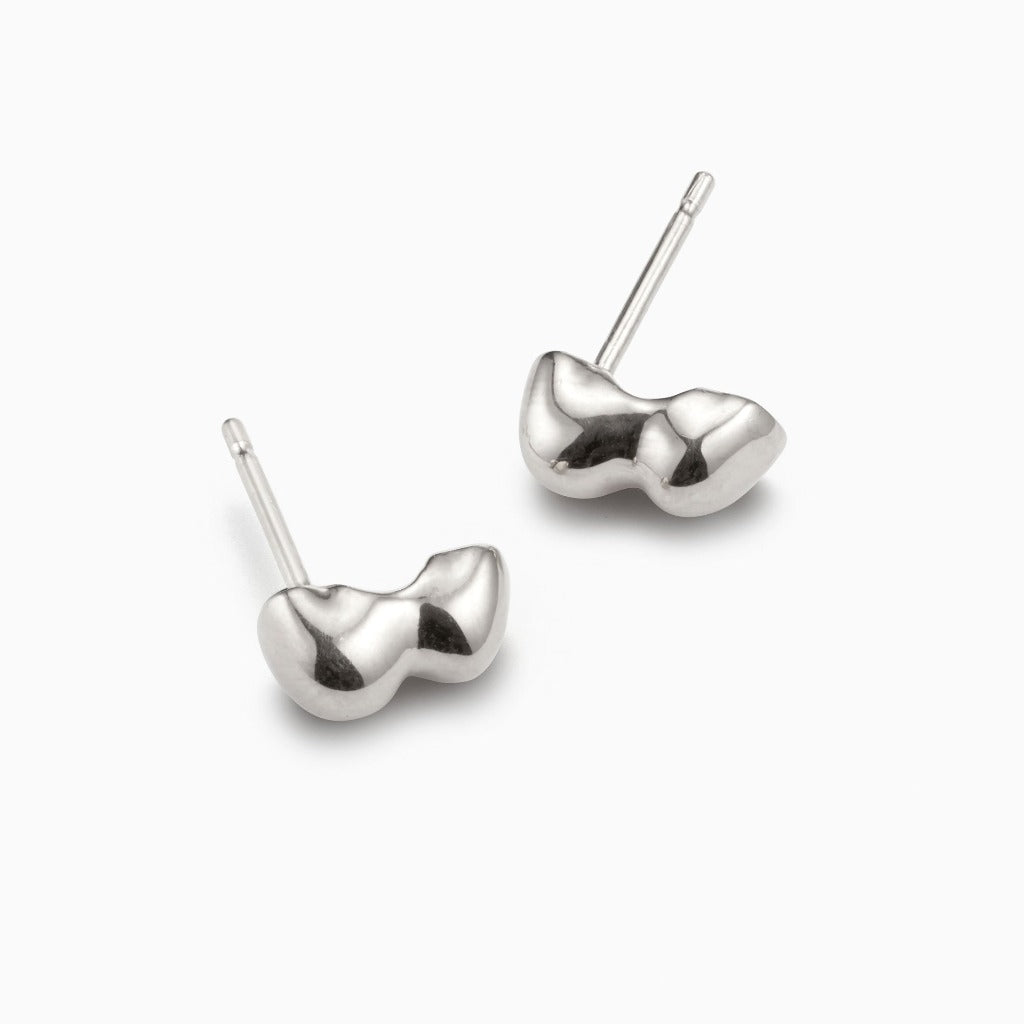 AGMES 0.925 sterling silver sculpted bubble stud earrings.