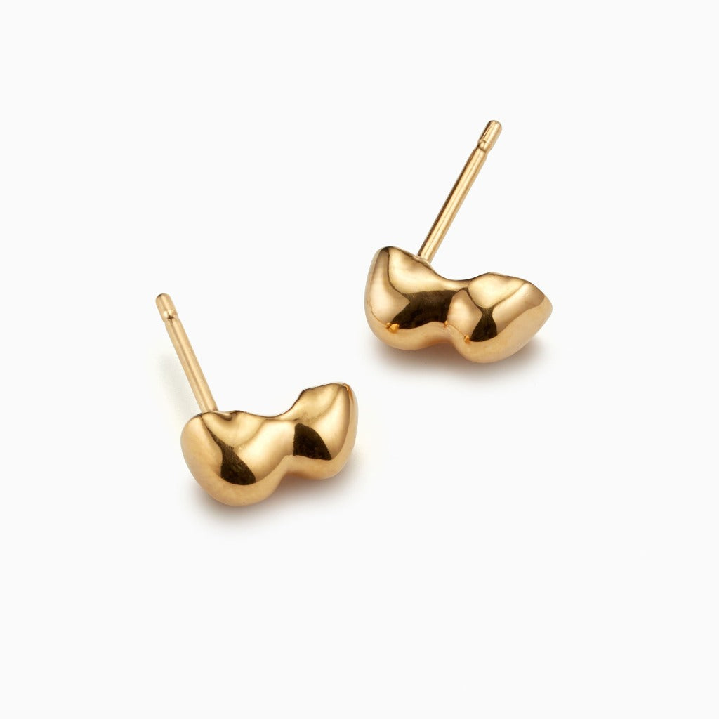 AGMES 18k gold vermeil sculpted bubble stud earrings.