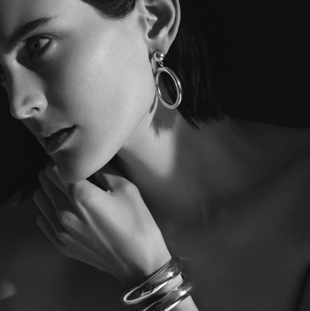AGMES 0.925 Sterling Silver Charlotte Cuff Double Cuff Bracelet