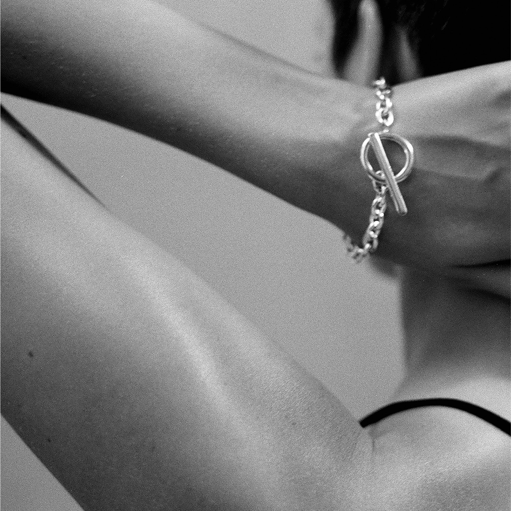AGMES 0.925 Sterling Silver Classic Chain Bracelet. T Bar Chain Bracelet
