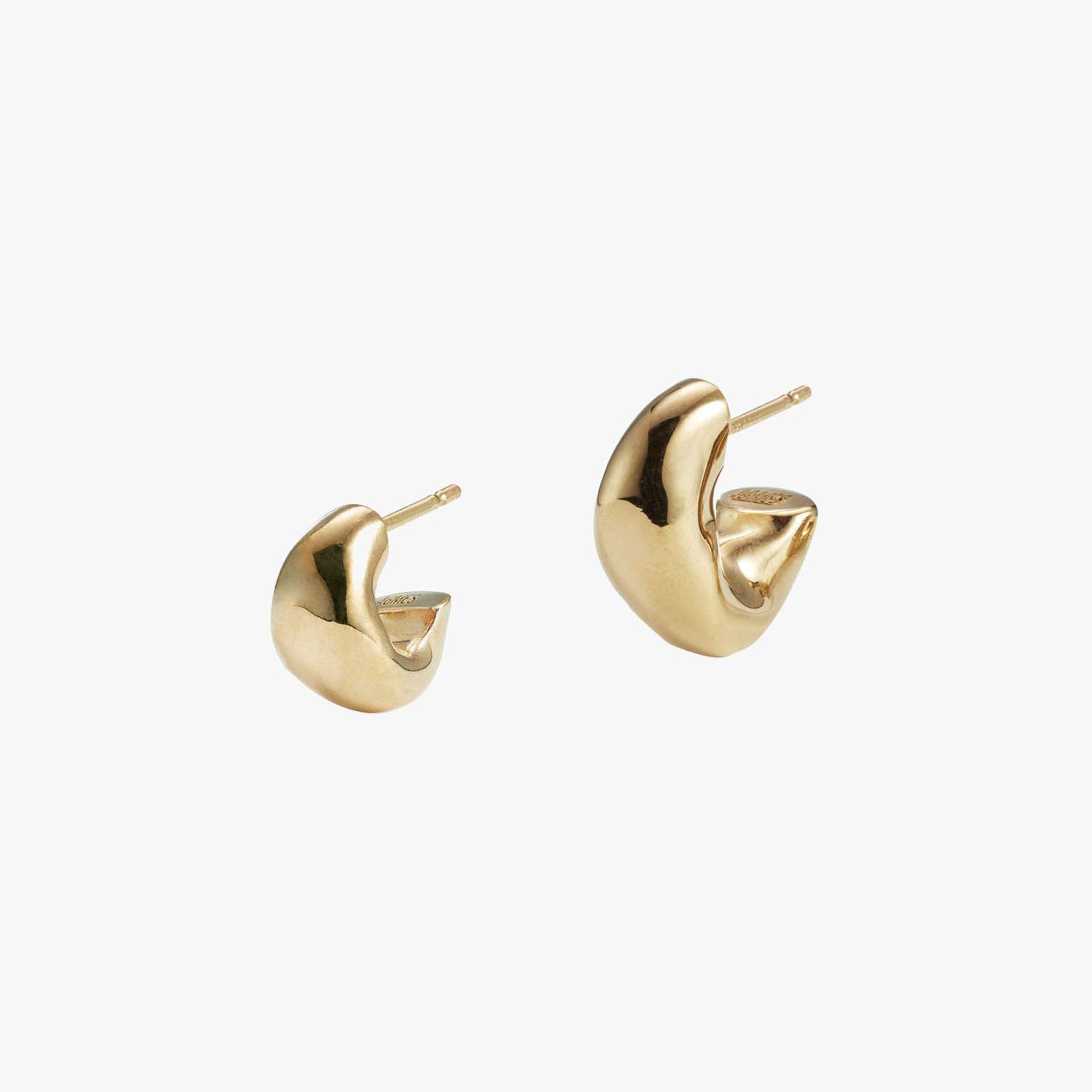 AGMES yellow gold vermeil small Dahlia hoop earrings set. Huggies