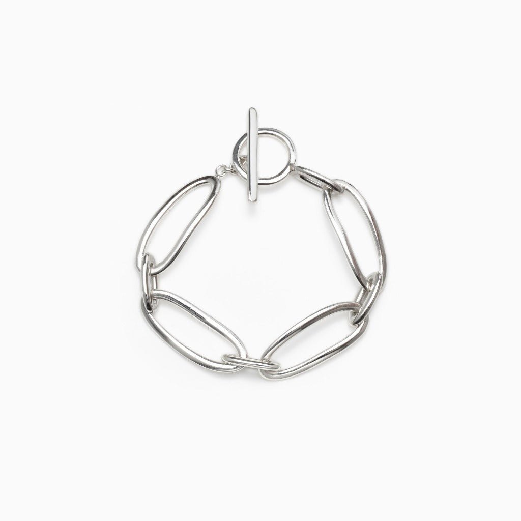 AGMES 0.925 Sterling Silver T-Bar Dion Bracelet