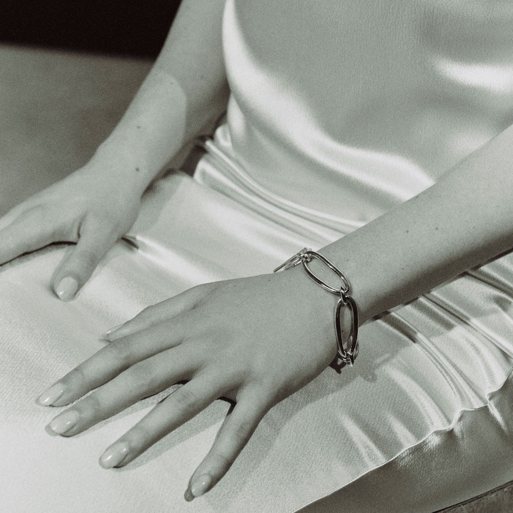 AGMES 0.925 Sterling Silver T-Bar Dion Bracelet