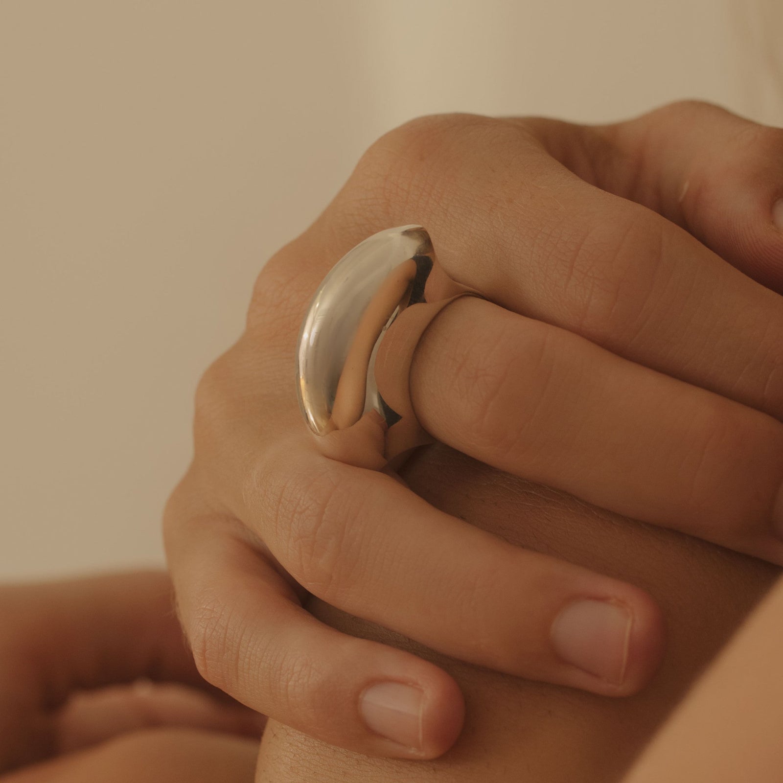 Hand wearing AGMES .925 Sterling Silver Jouve Ring.