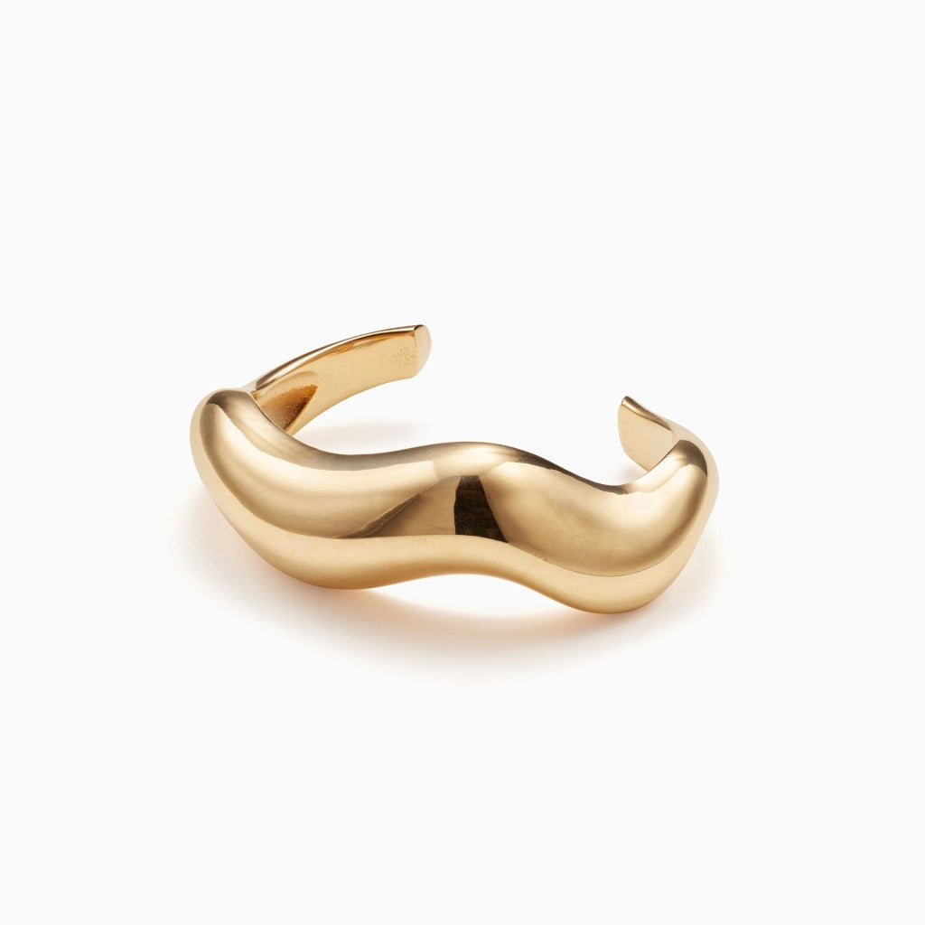 AGMES 18k gold vermeil large Astrid sculpted cuff bracelet.