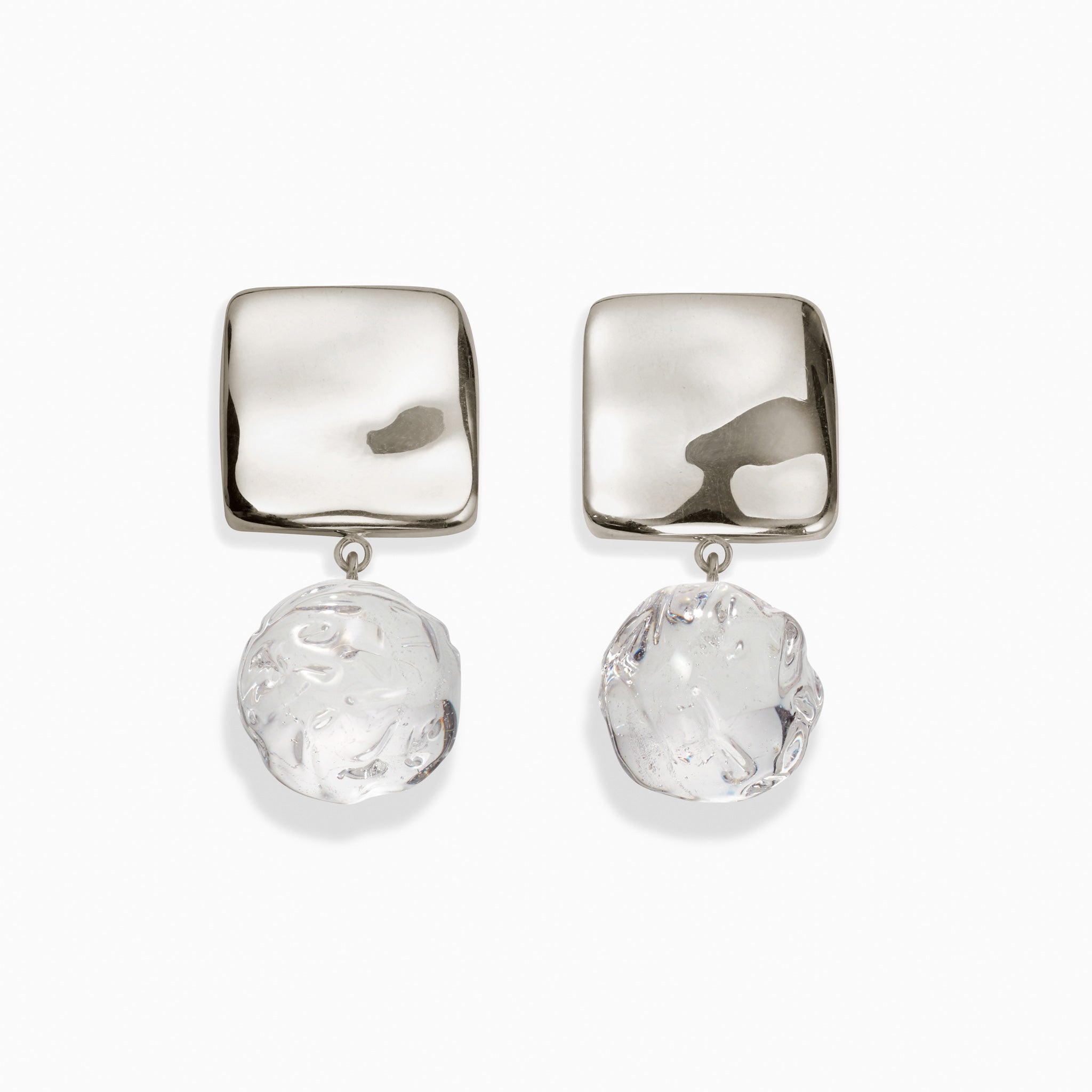 AGMES 0.925 sterling silver Lea Earrings with clear glass beads.