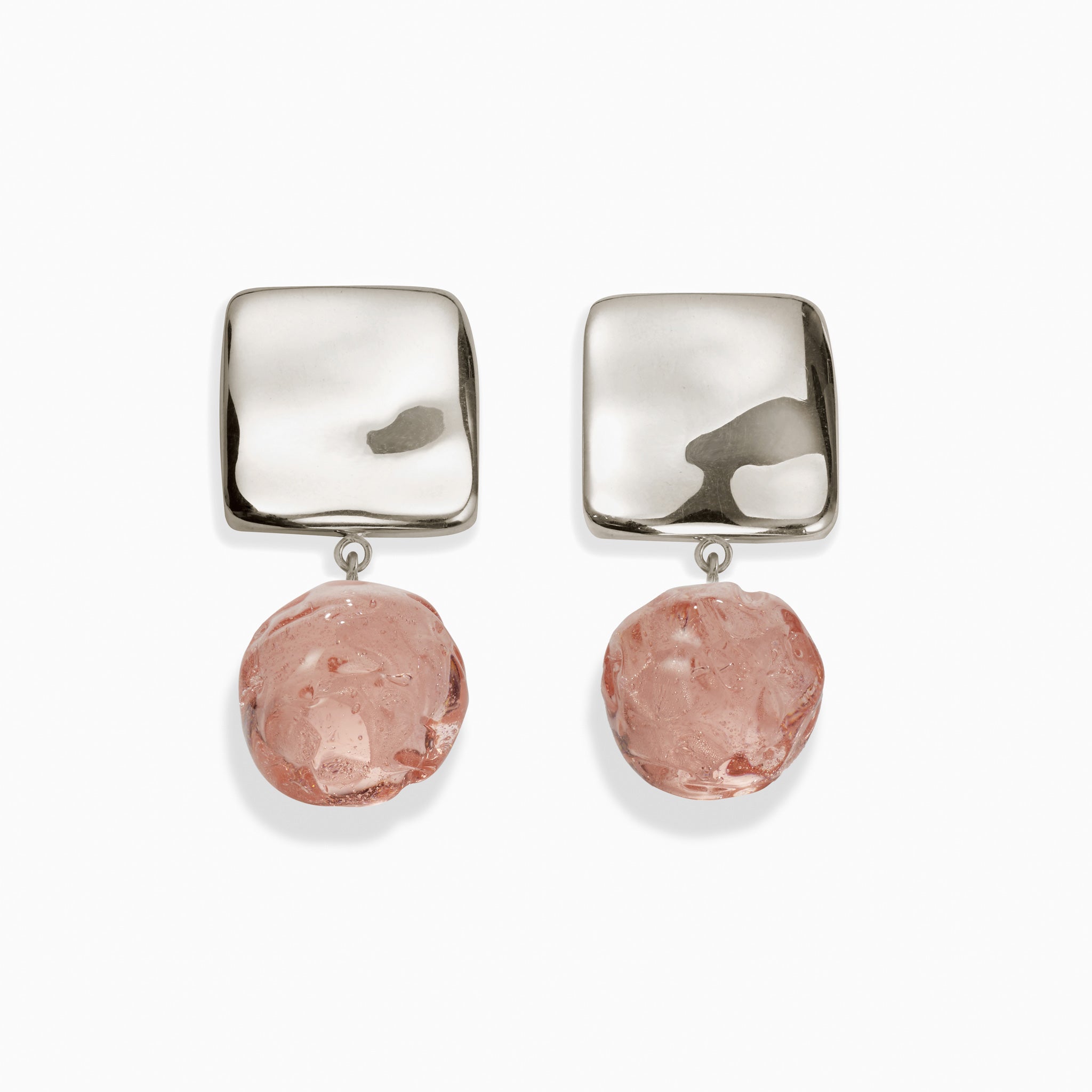 AGMES 0.925 sterling silver Lea Earrings with rose glass beads.
