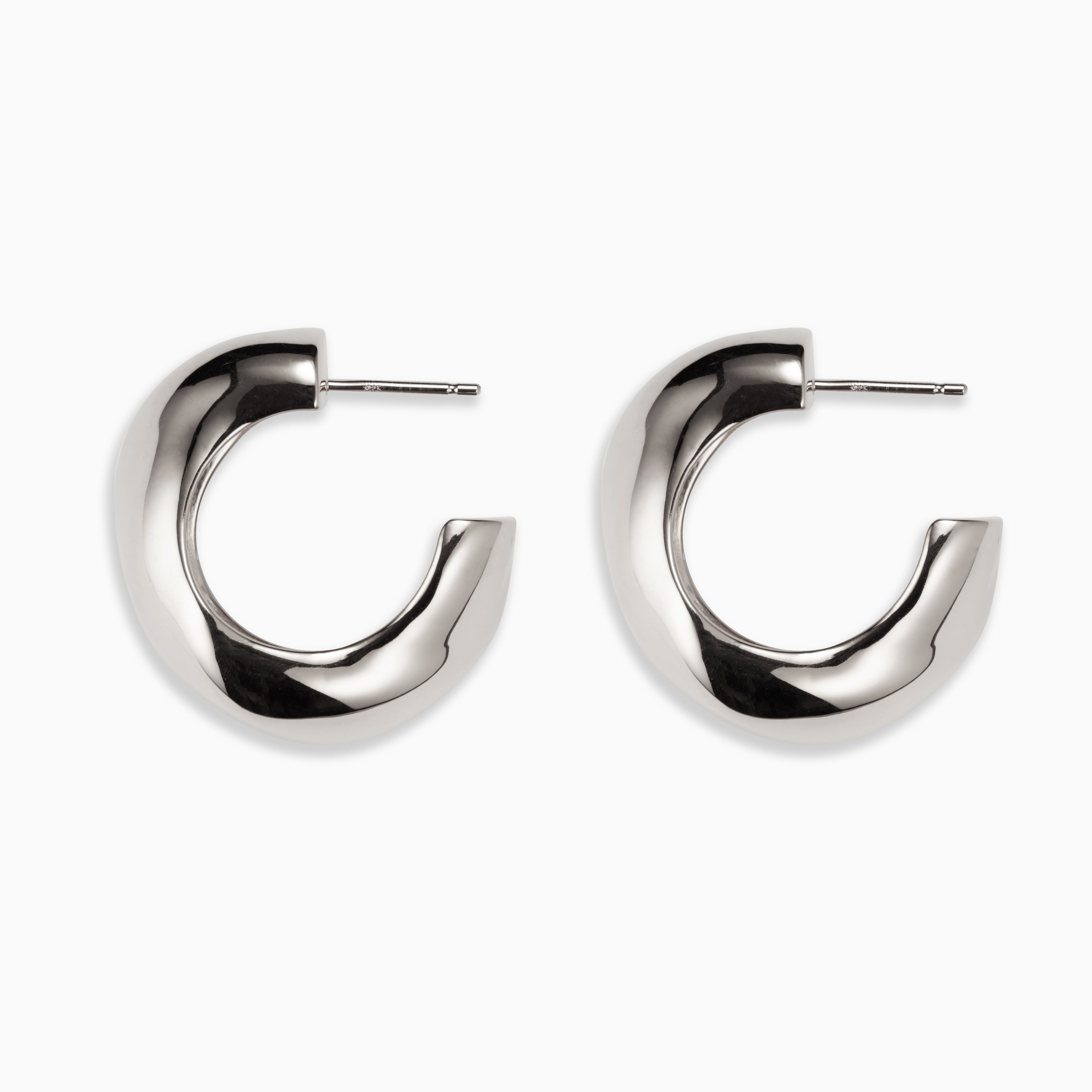 AGMES 0.925 sterling silver medium hoop earrings.
