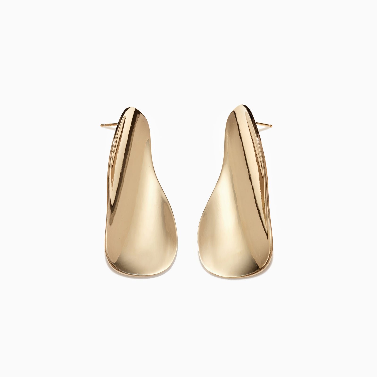 AGMES 18k gold vermeil long sculpted earrings.