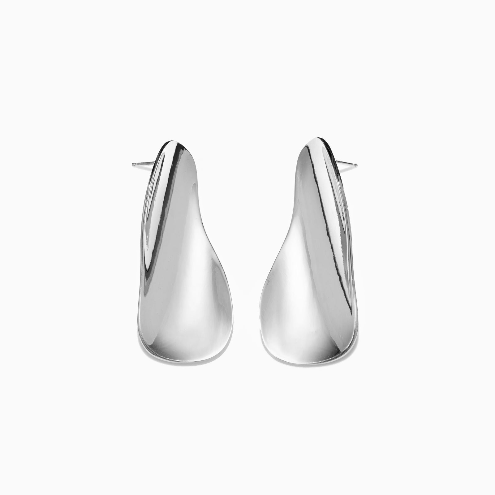 AGMES 0.925 sterling silver long sculpted earrings.