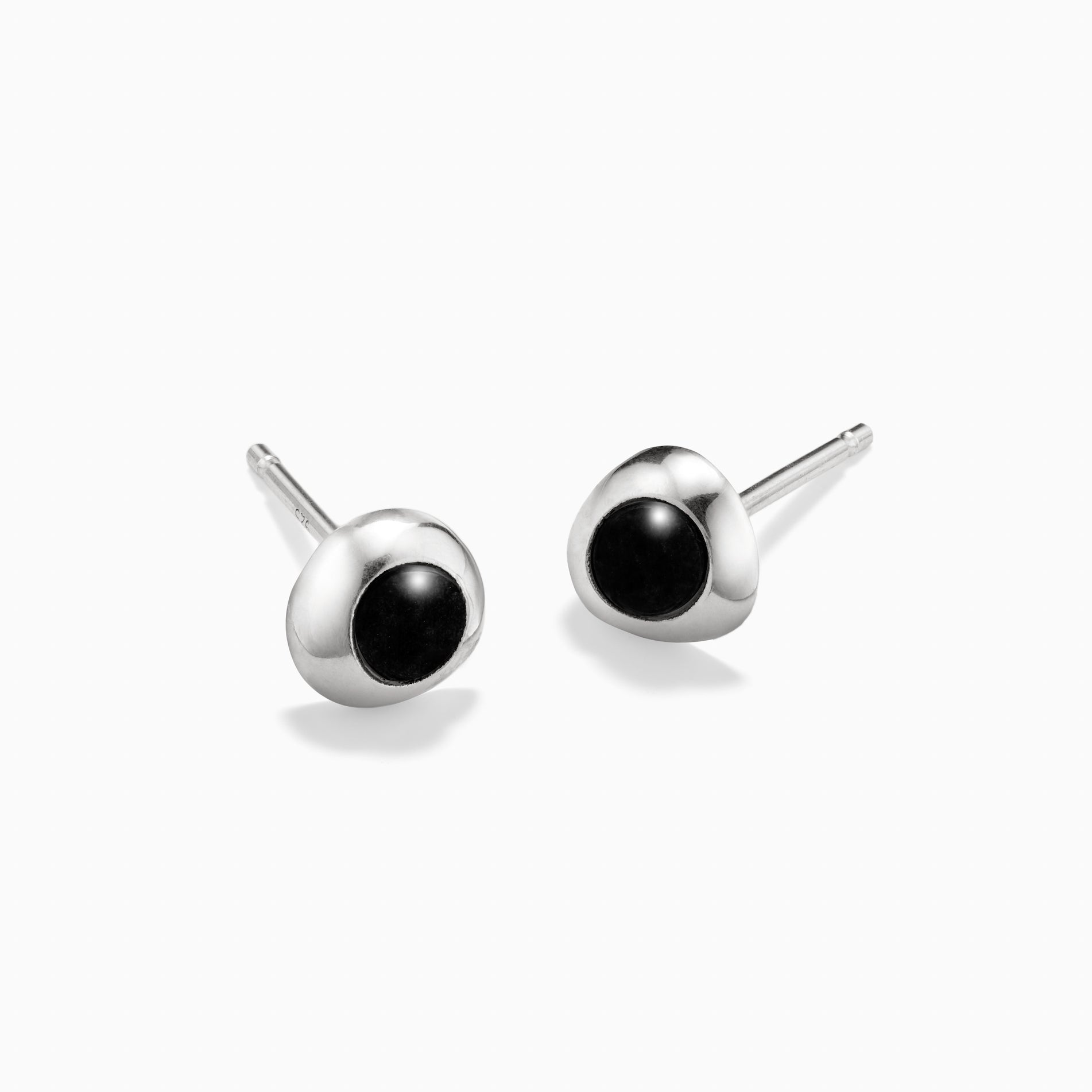 AGMES Mini Donut Studs  sterling silver Onyx  1/4".