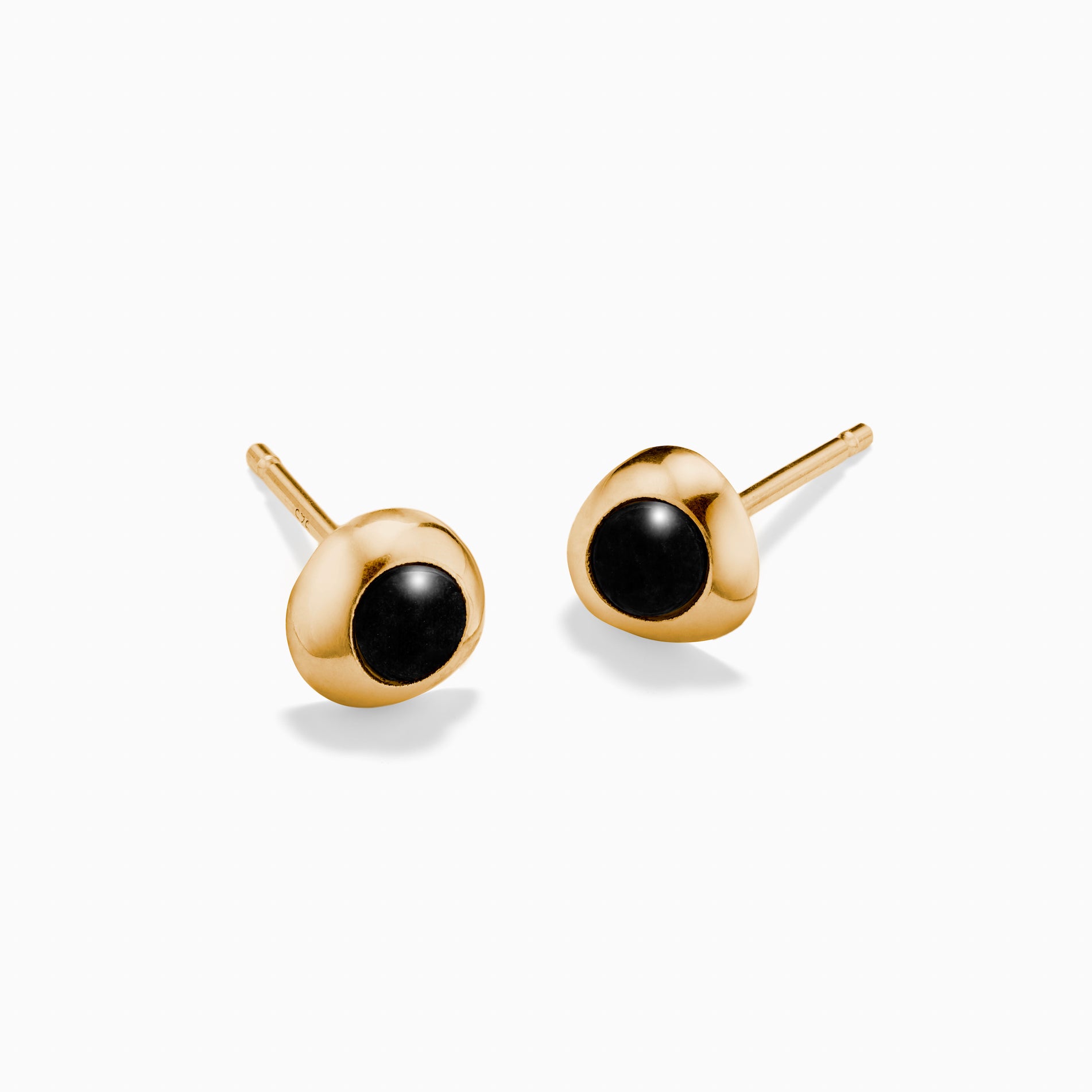 AGMES Mini Donut Studs18k Gold Vermeil Onyx  1/4".