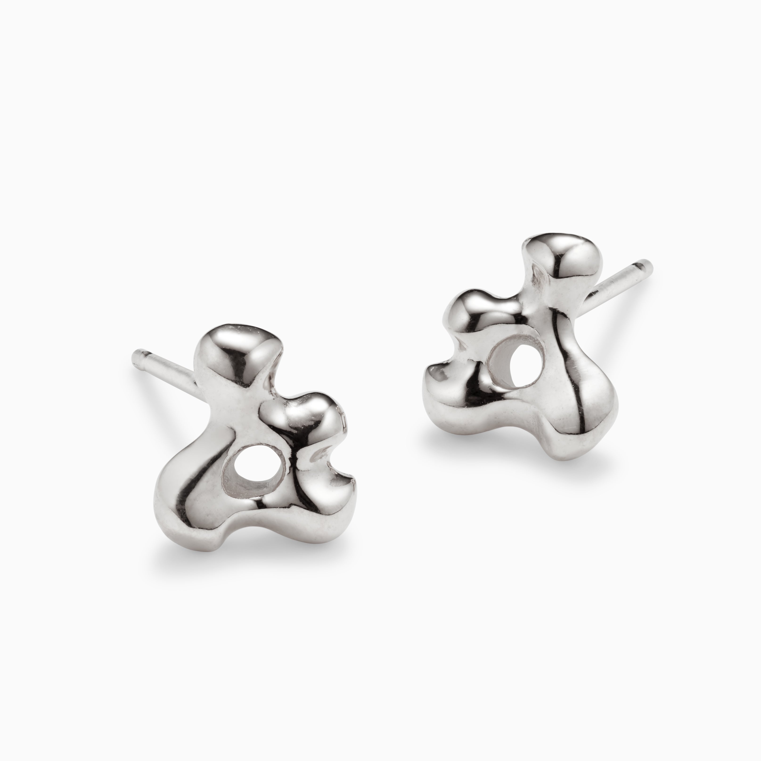 AGMES 0.925 sterling silver sculpted mini stud earrings. Simone Bodmer-Turner.