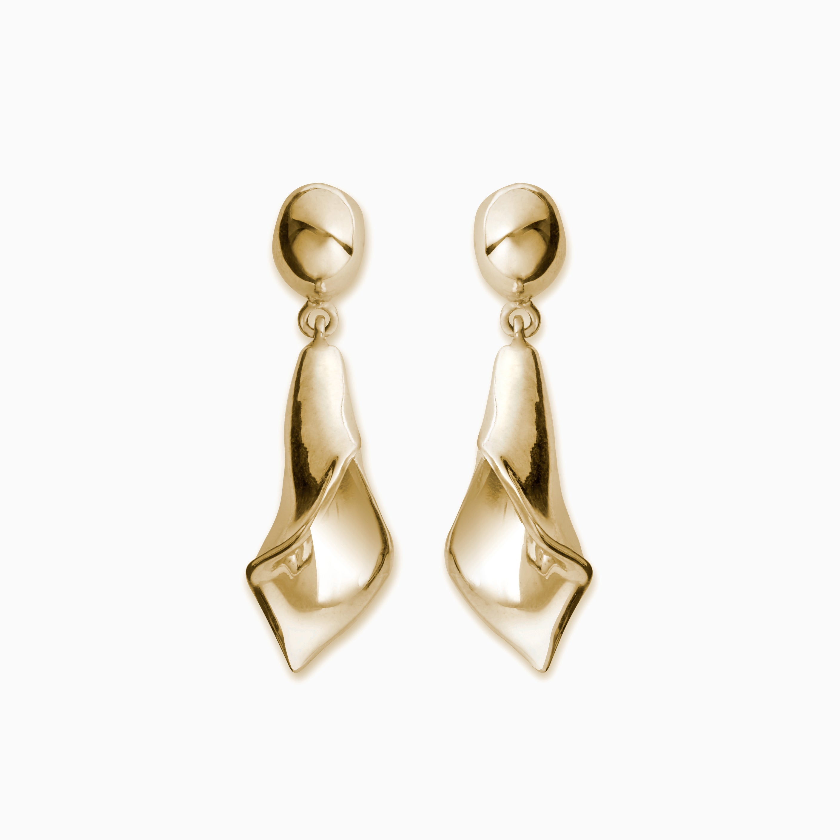 AGMES 18k gold vermeil mini calla lily inspired drop earrings.