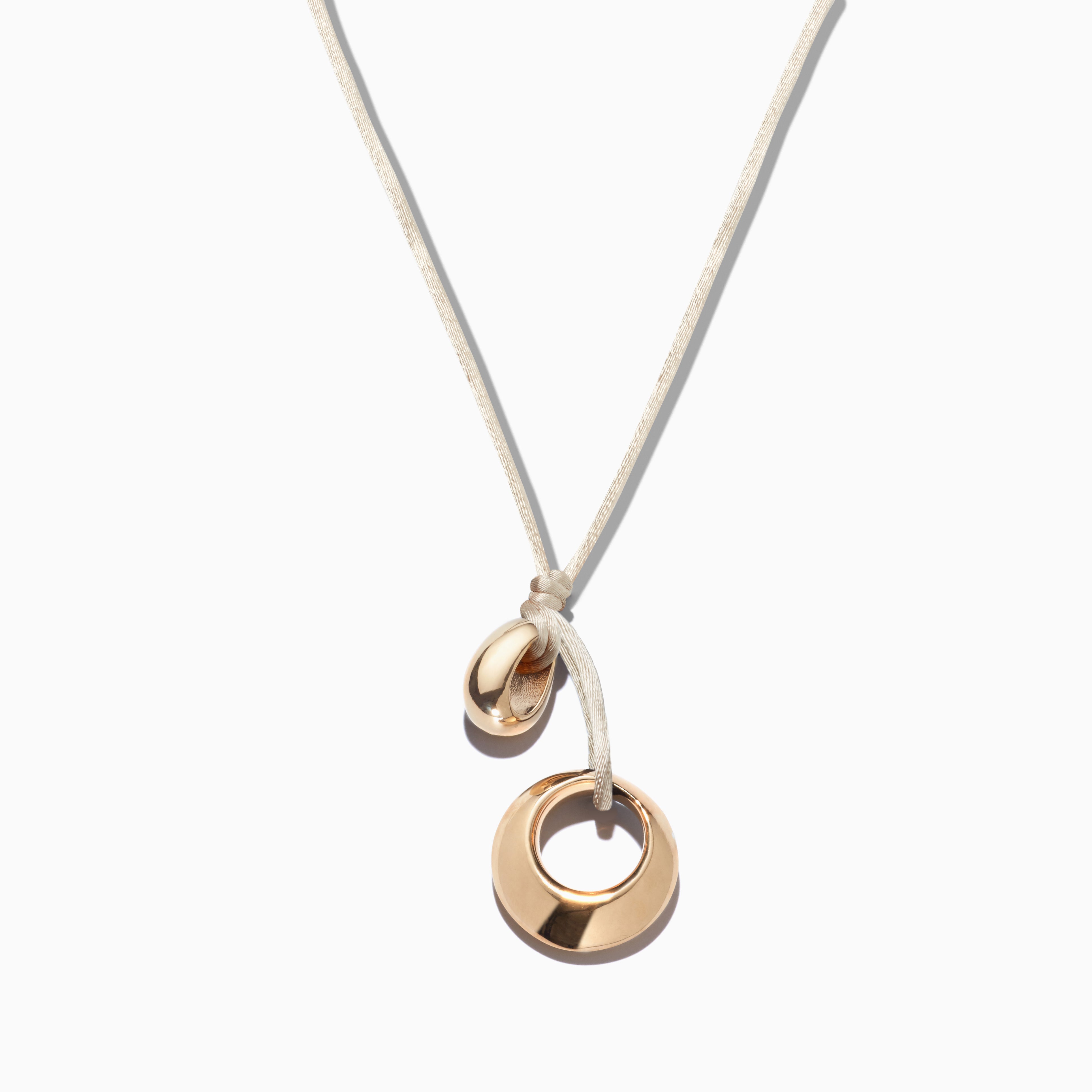 AGMES 18K Gold Vermeil Rae Pendant with Ivory Silk Cord necklace