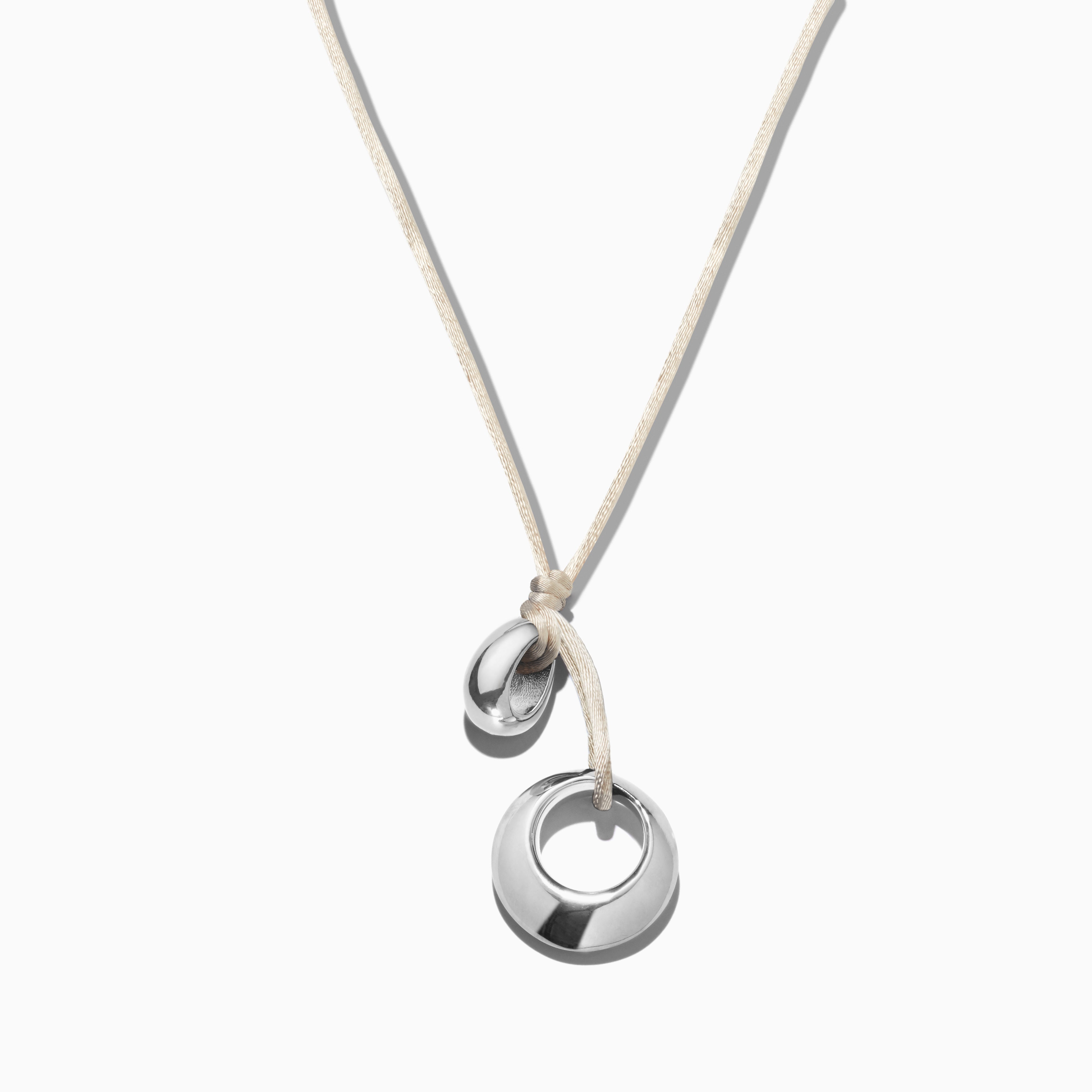 AGMES .925 Sterling Silver Rae Pendant with Ivory Satin Cord necklace