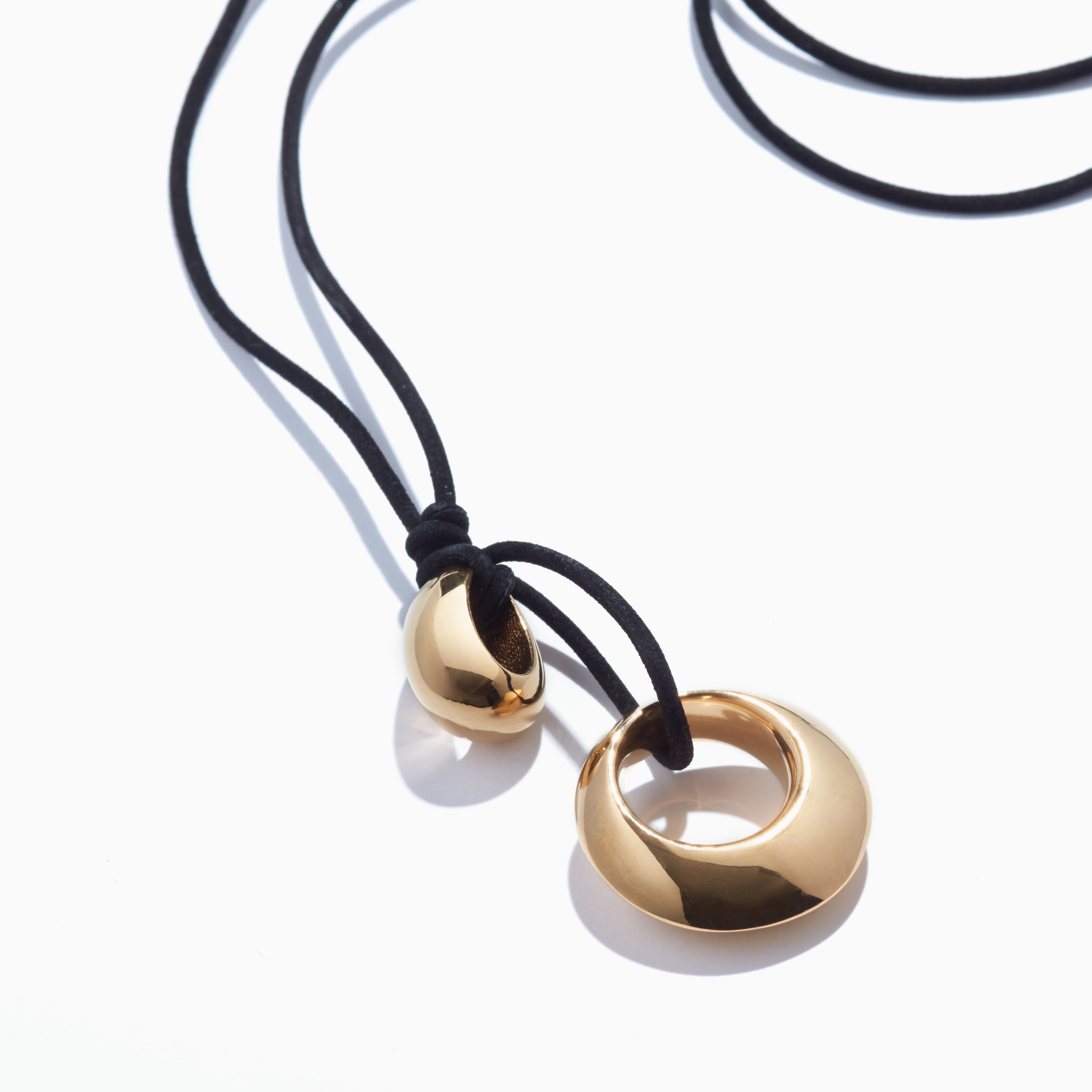 AGMES 18k Gold Vermeil Rae Pendant with Black Suede Cord necklace