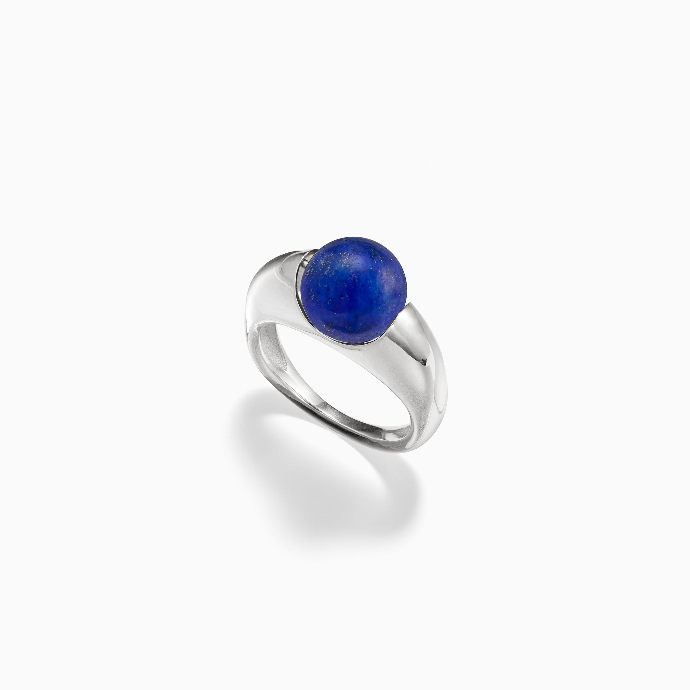 AGMES .925 Sterling Silver Chloe Ring with Spinning Lapis Stone Center.