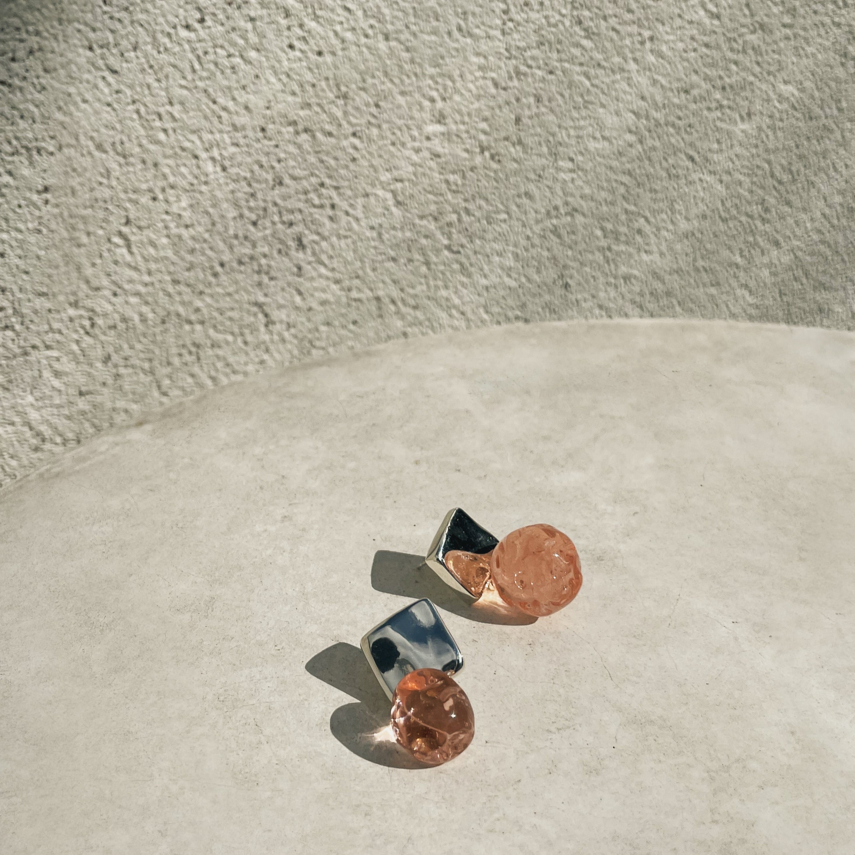 AGMES 0.925 sterling silver Lea Earrings with rose glass beads.