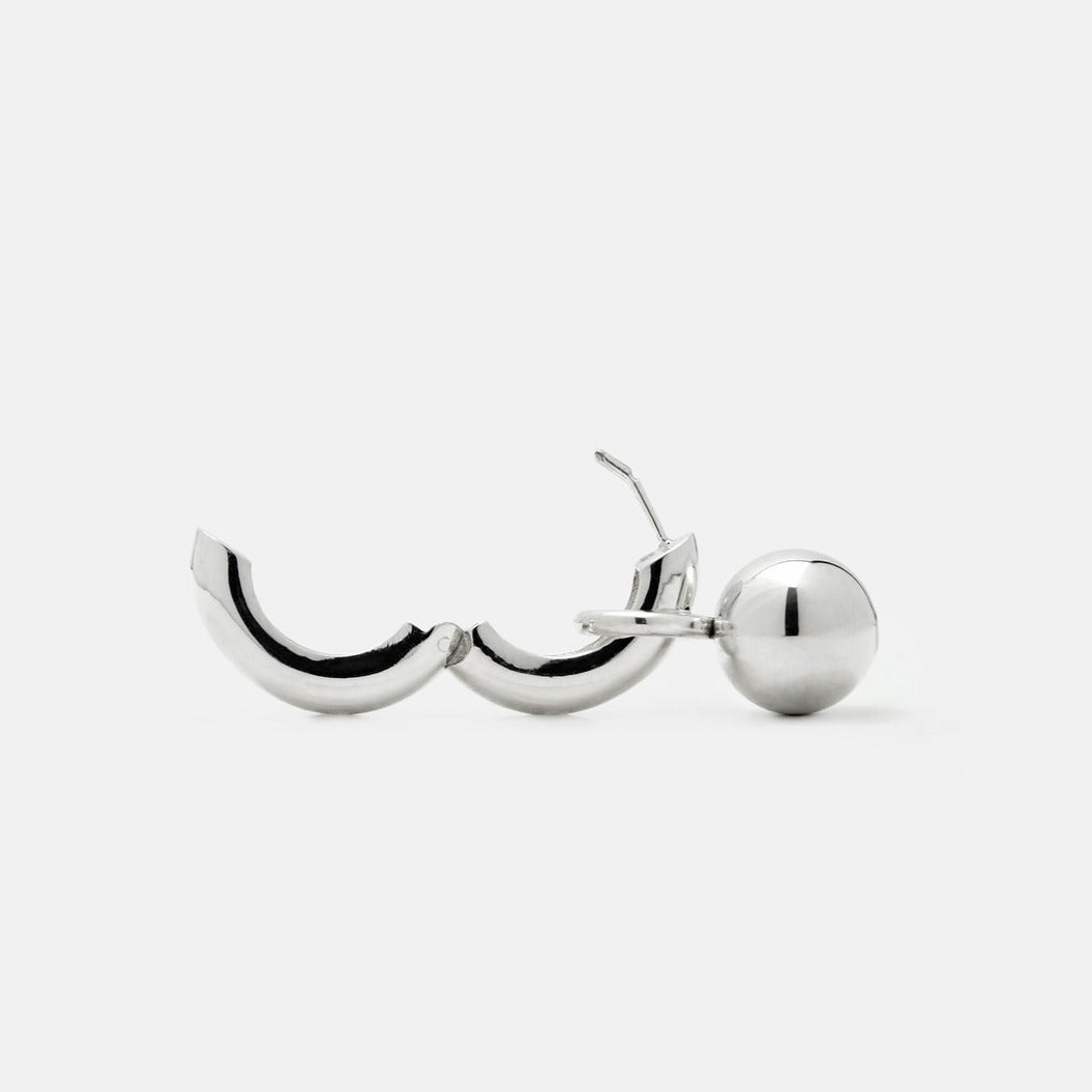AGMES 0.925 sterling silver Sonia hinged hoop earrings with drop embellishment.