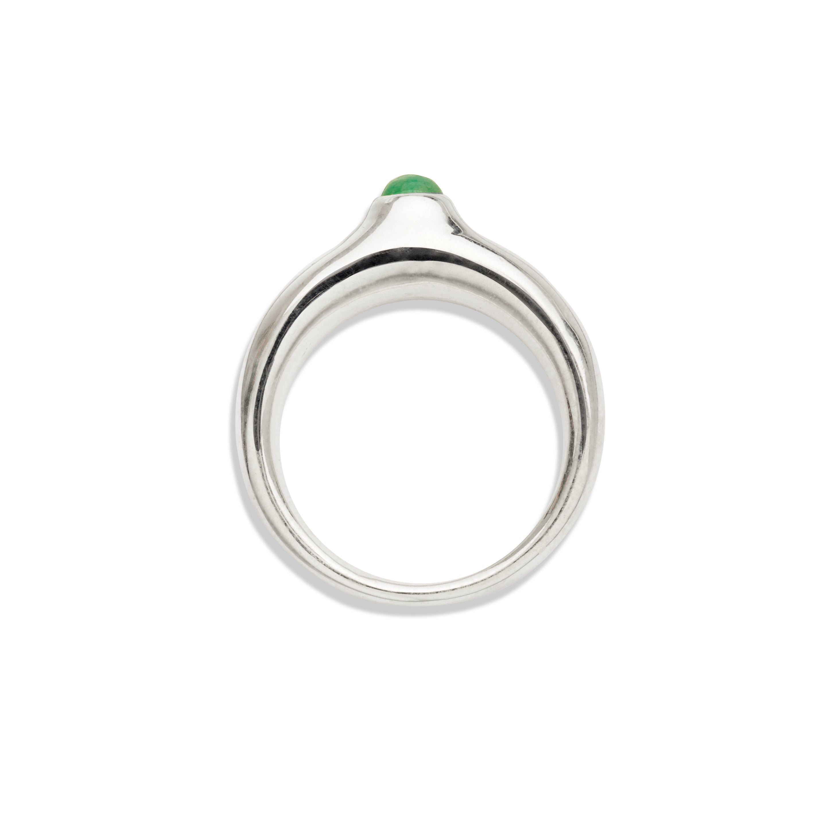 AGMES .925 Sterling Silver Cara Ring with Jade Stone center.
