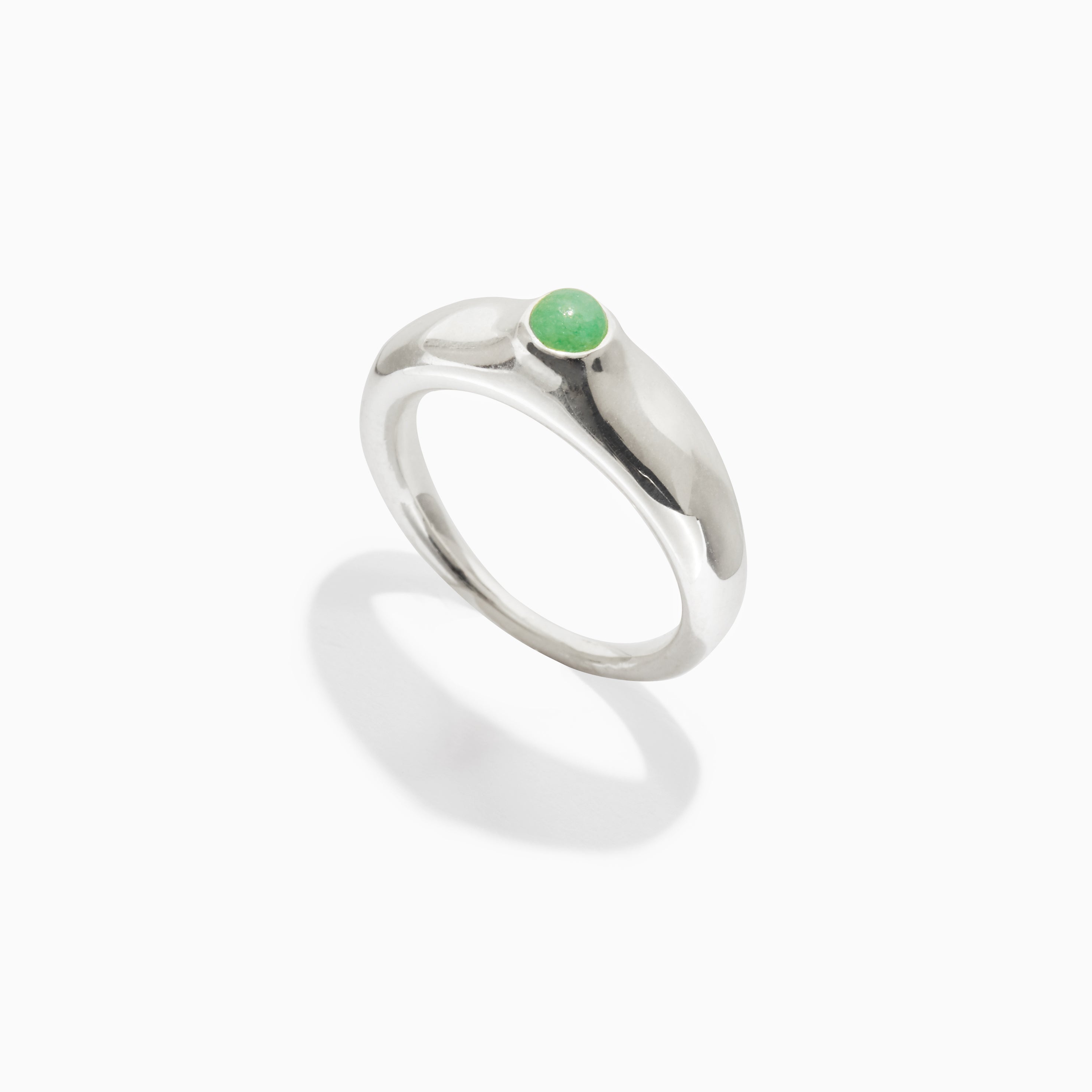 AGMES .925 Sterling Silver Cara Ring with Jade Stone center.