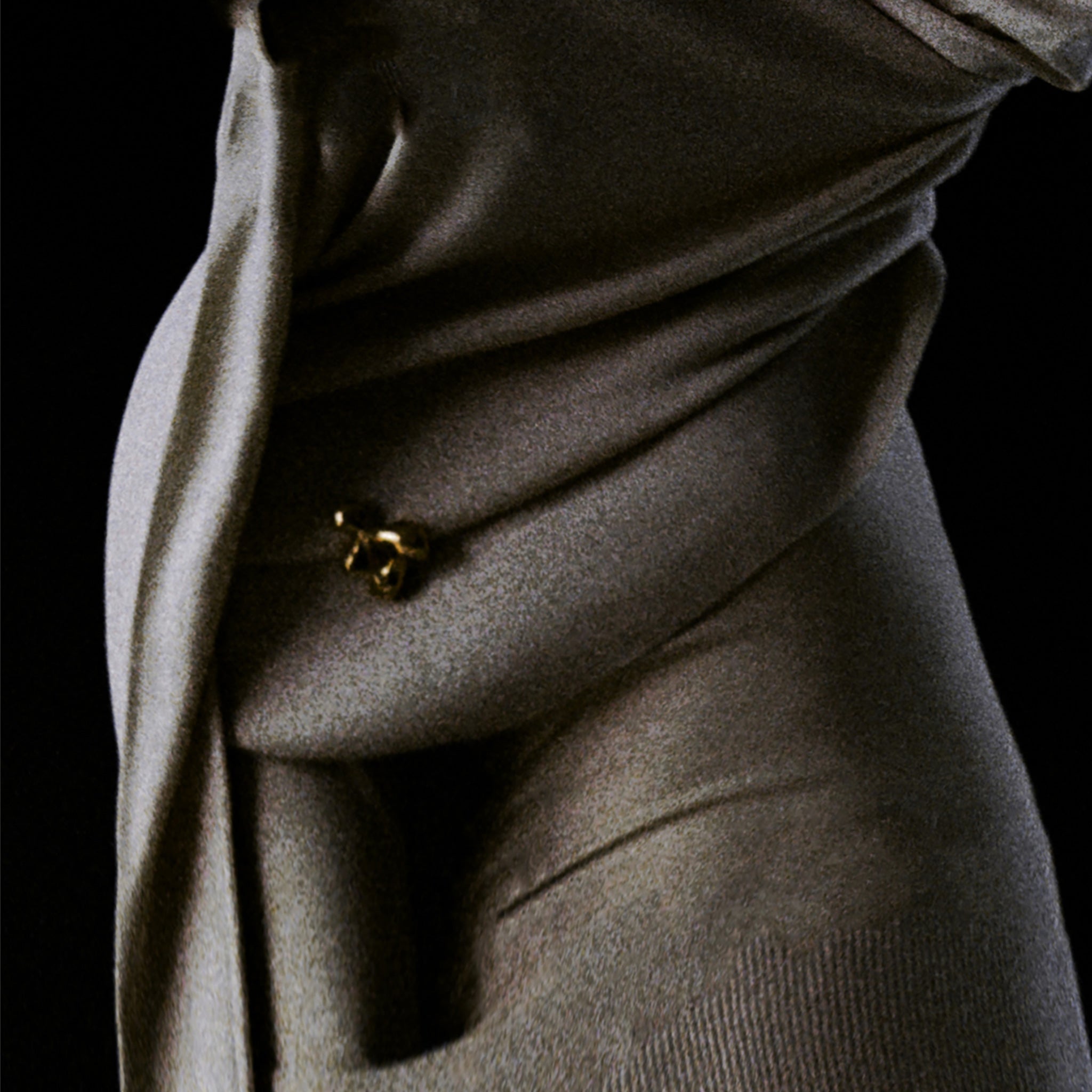 AGMES 18K Gold Vermeil Simone Brooch depicted on clothing. Simone Bodmer-Turner.