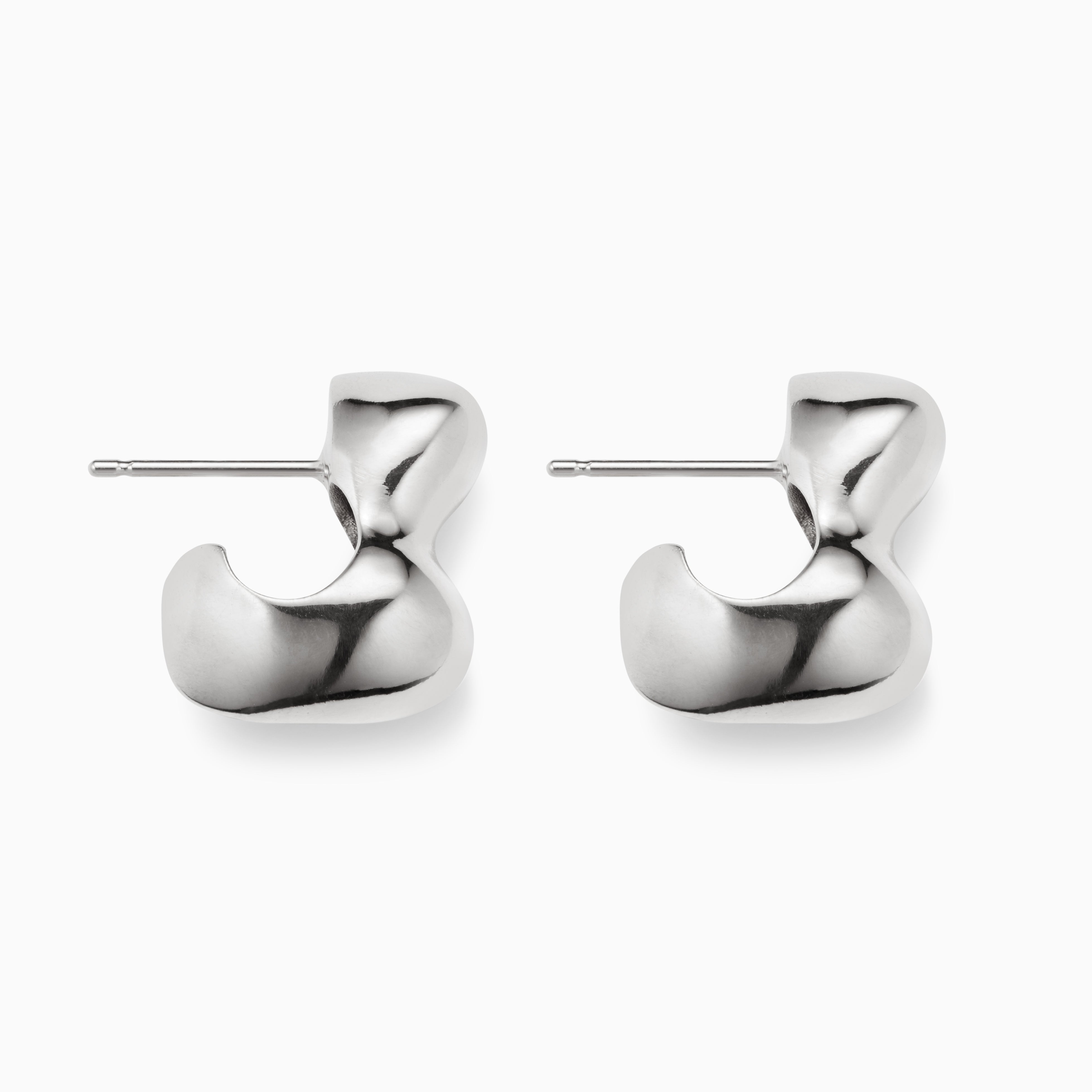 AGMES 0.925 sterling silver sculpted small bubble hoop earrings. Simone Bodmer-Turner.