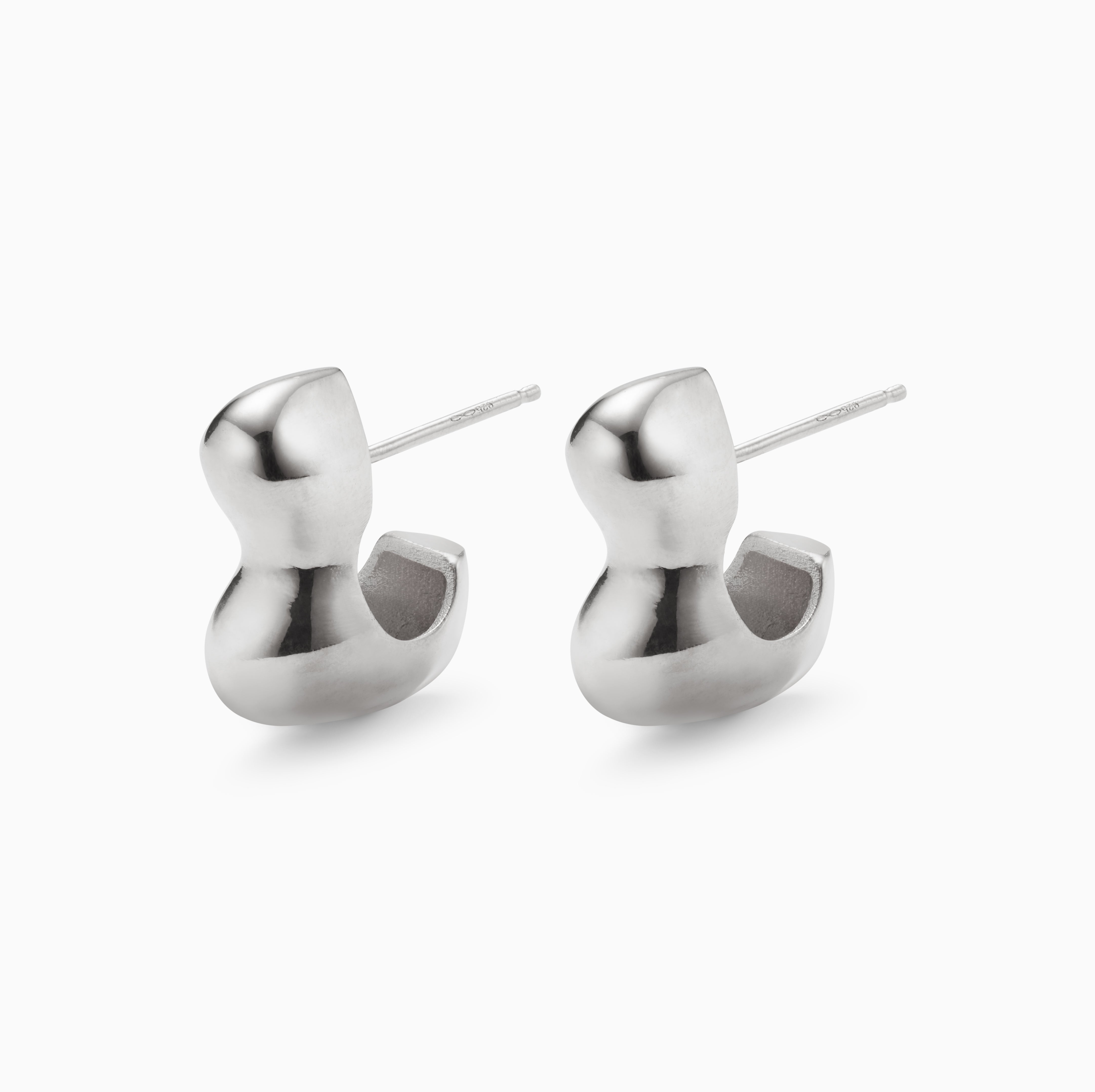 AGMES 0.925 sterling silver sculpted small bubble hoop earrings. Simone Bodmer-Turner.