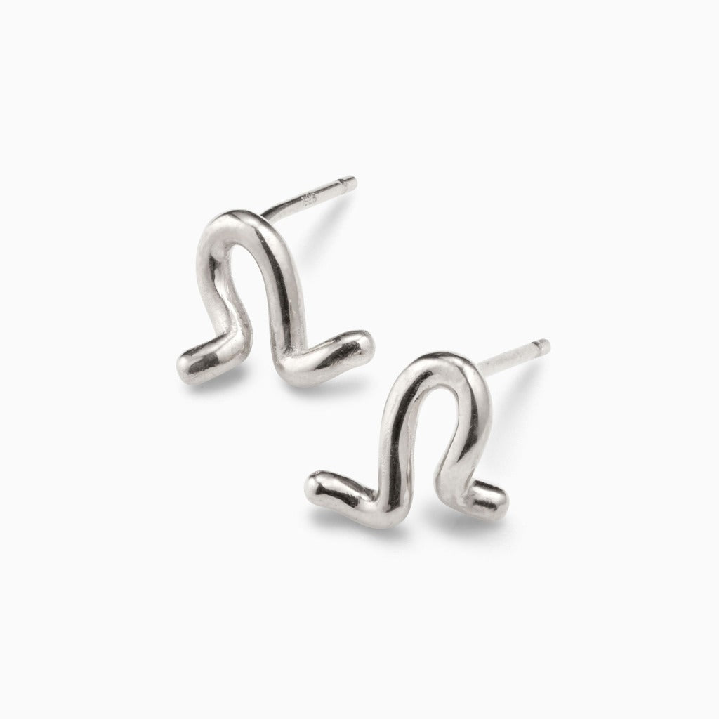 AGMES 0.925 sterling silver small twisted stud earrings.