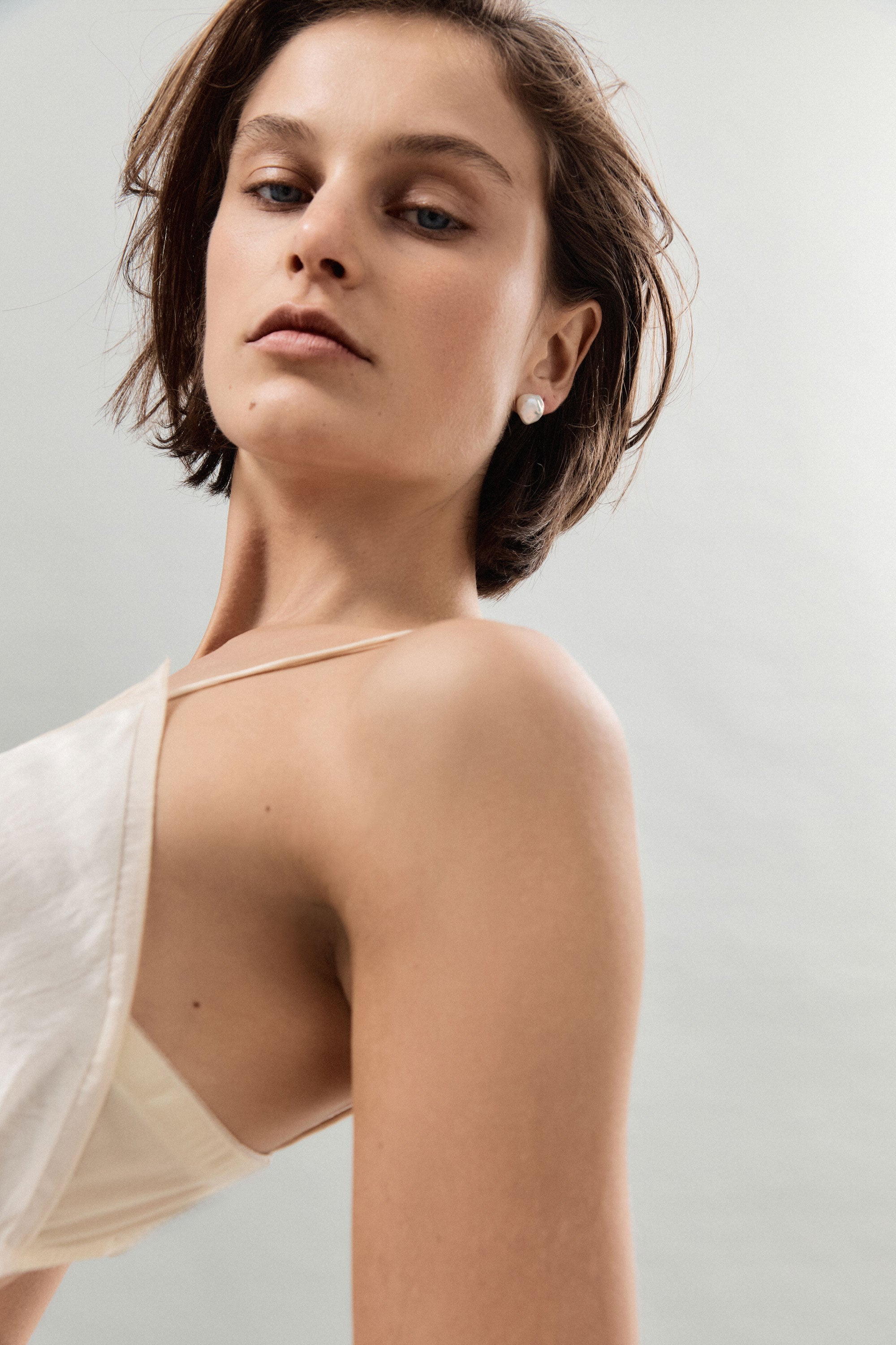 AGMES Baroque Pearl Studs. Pearl Earrings. 