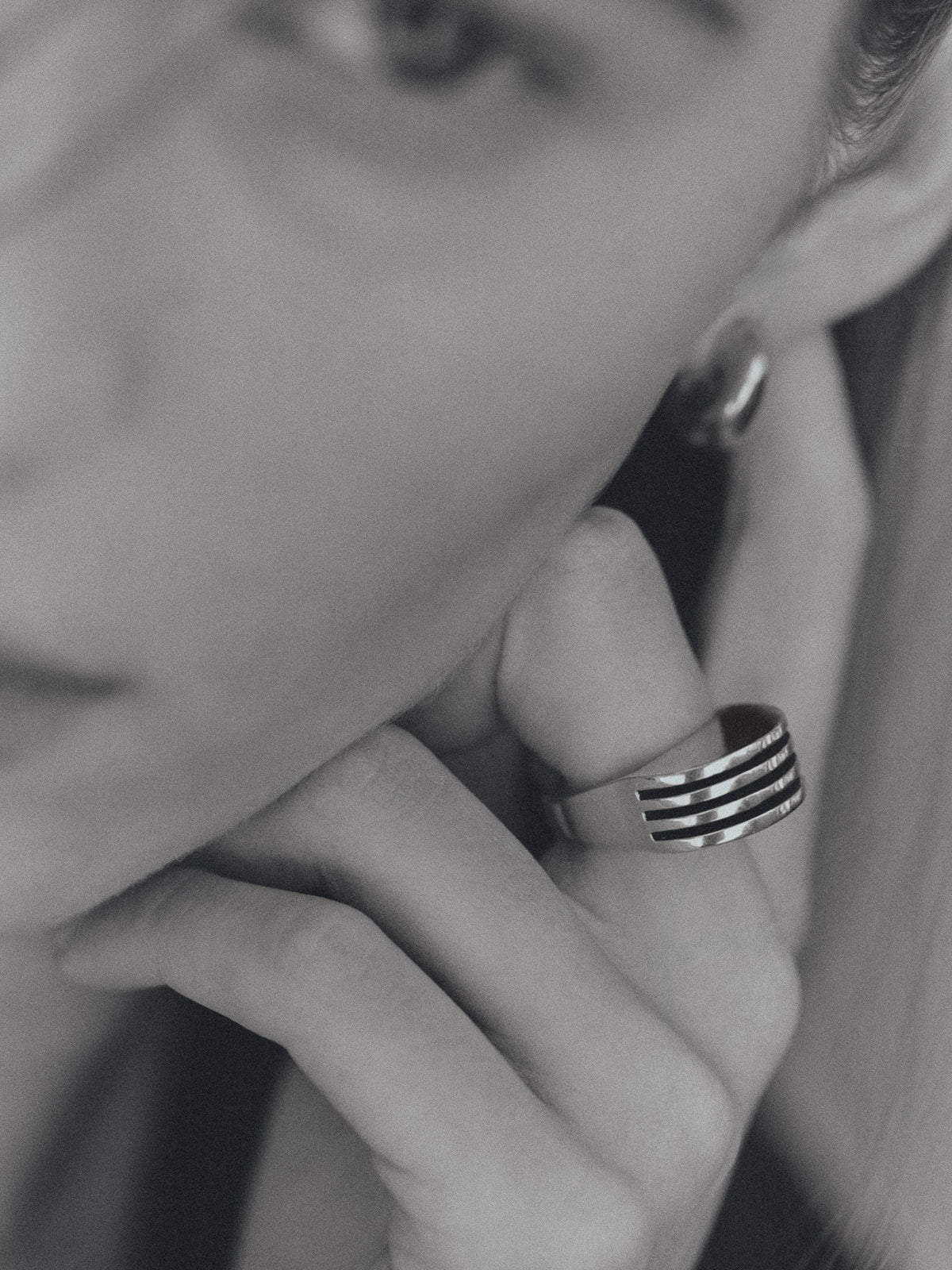 Person wearing AGMES .925 Sterling Silver Boeri Ring. 