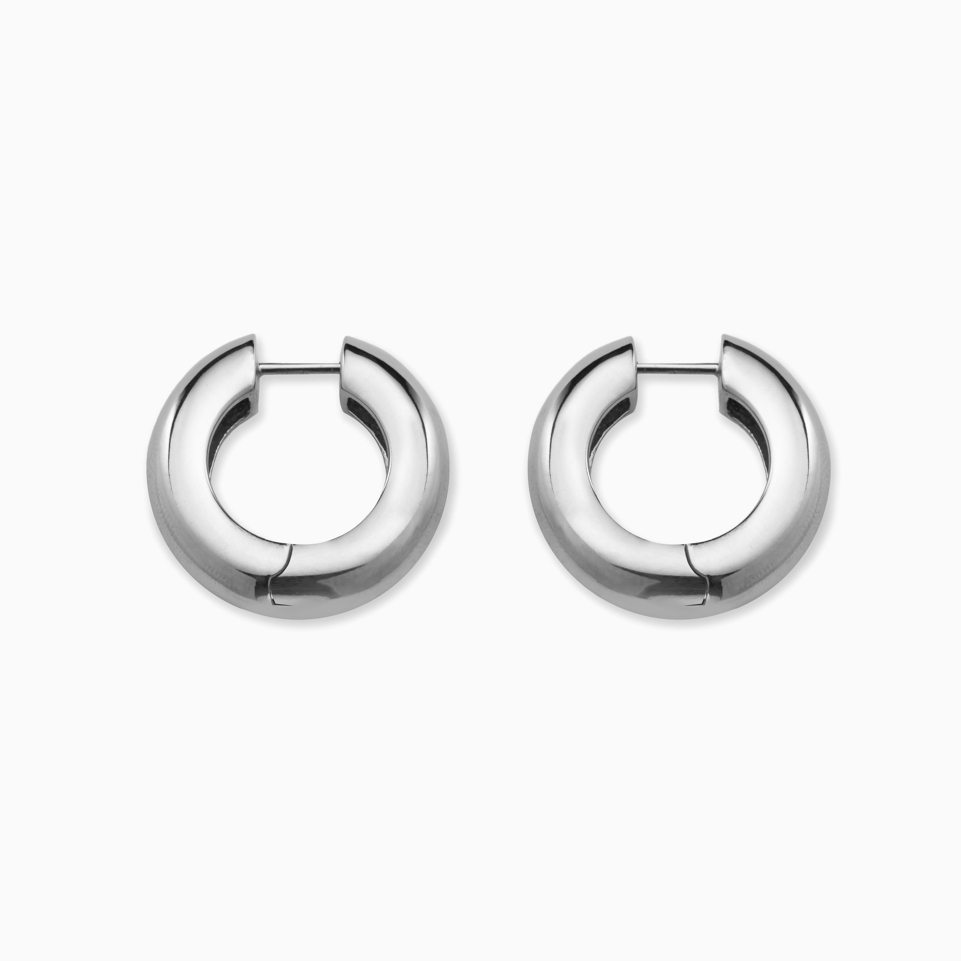 AGMES 0.925 sterling silver Sonia hinged hoop earrings.