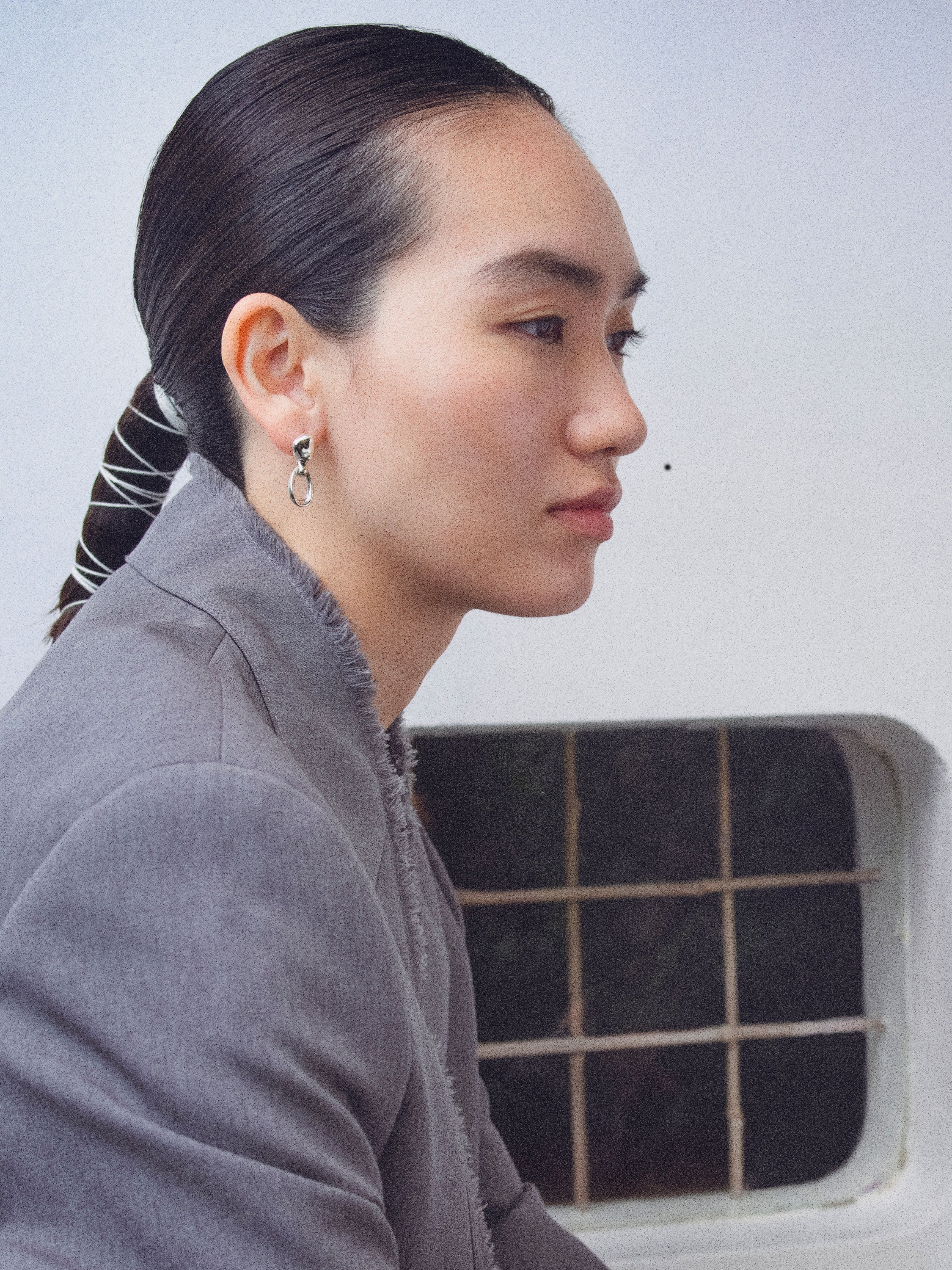 AGMES Sacha Earrings .925 Sterling Silver 1" long. 