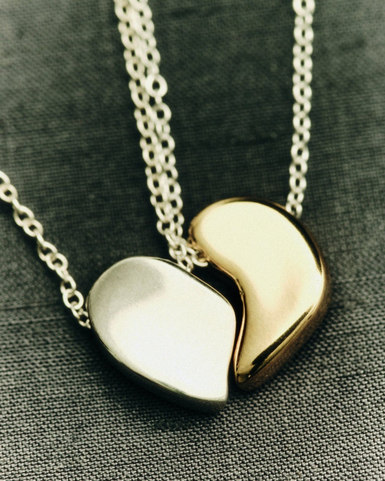 AGMES .925 Sterling Silver Sum of Parts Pendant Set with 18K Gold Vermeil Pendant. Modern connecting heart necklace.  