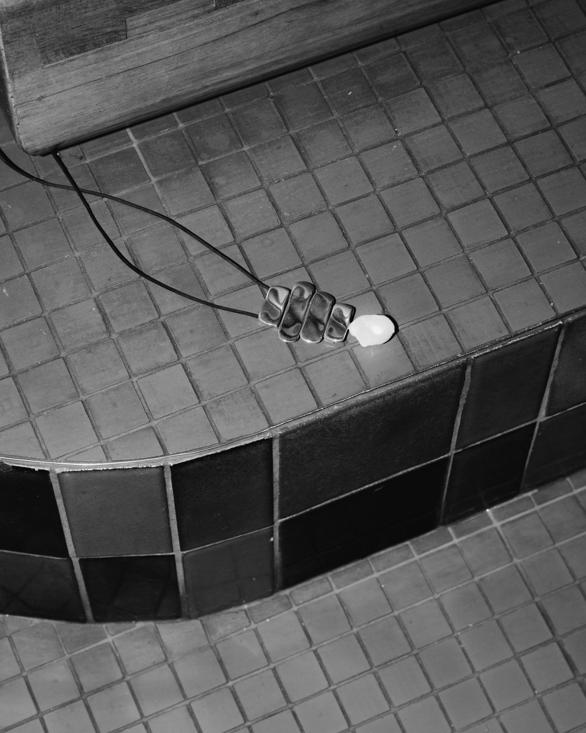 AGMES 925 sterling silver Baroque Ilona Pendant with freshwater pearl drop on black suede cord