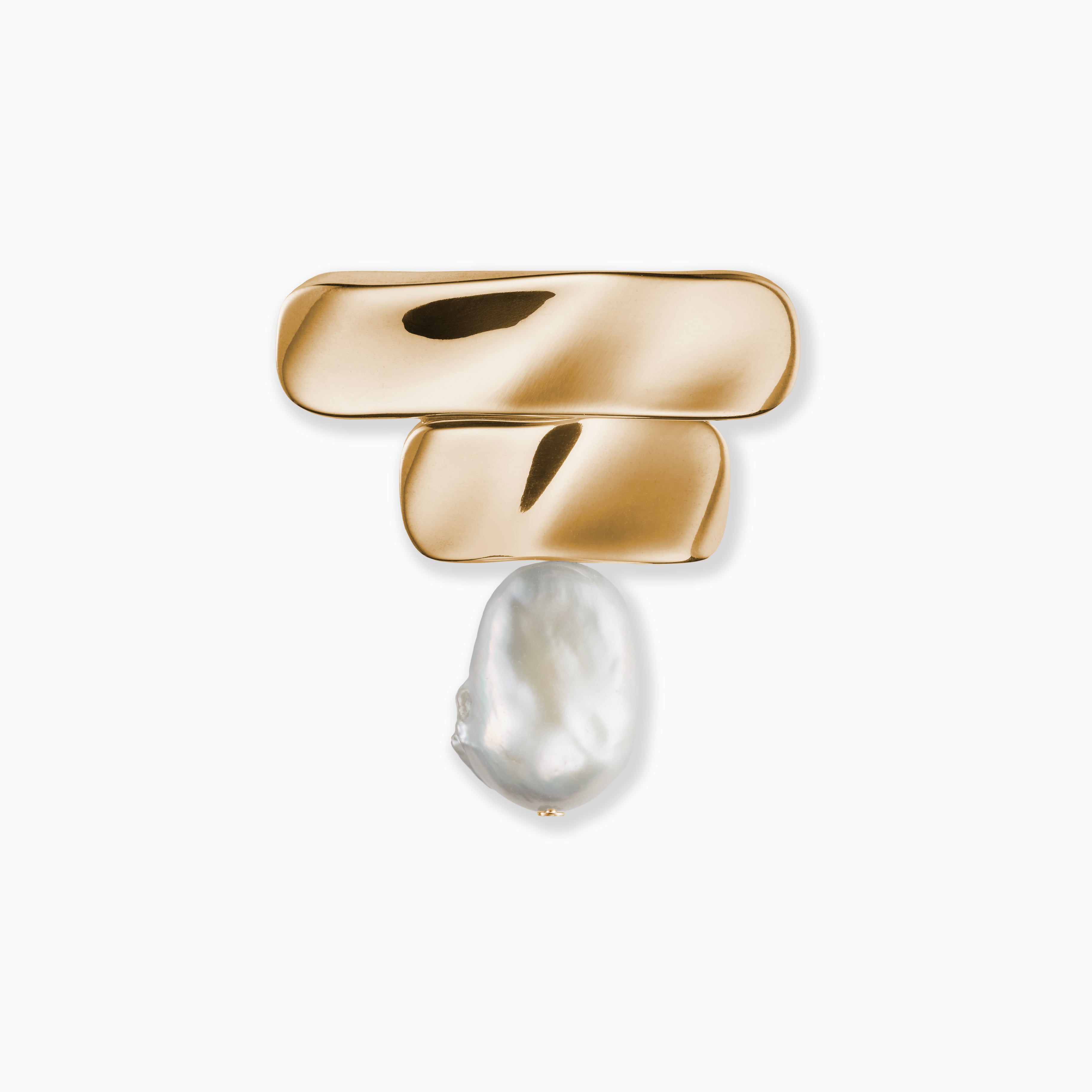 AGMES 18k gold vermeil Baroque Ilona brooch with freshwater pearl drop