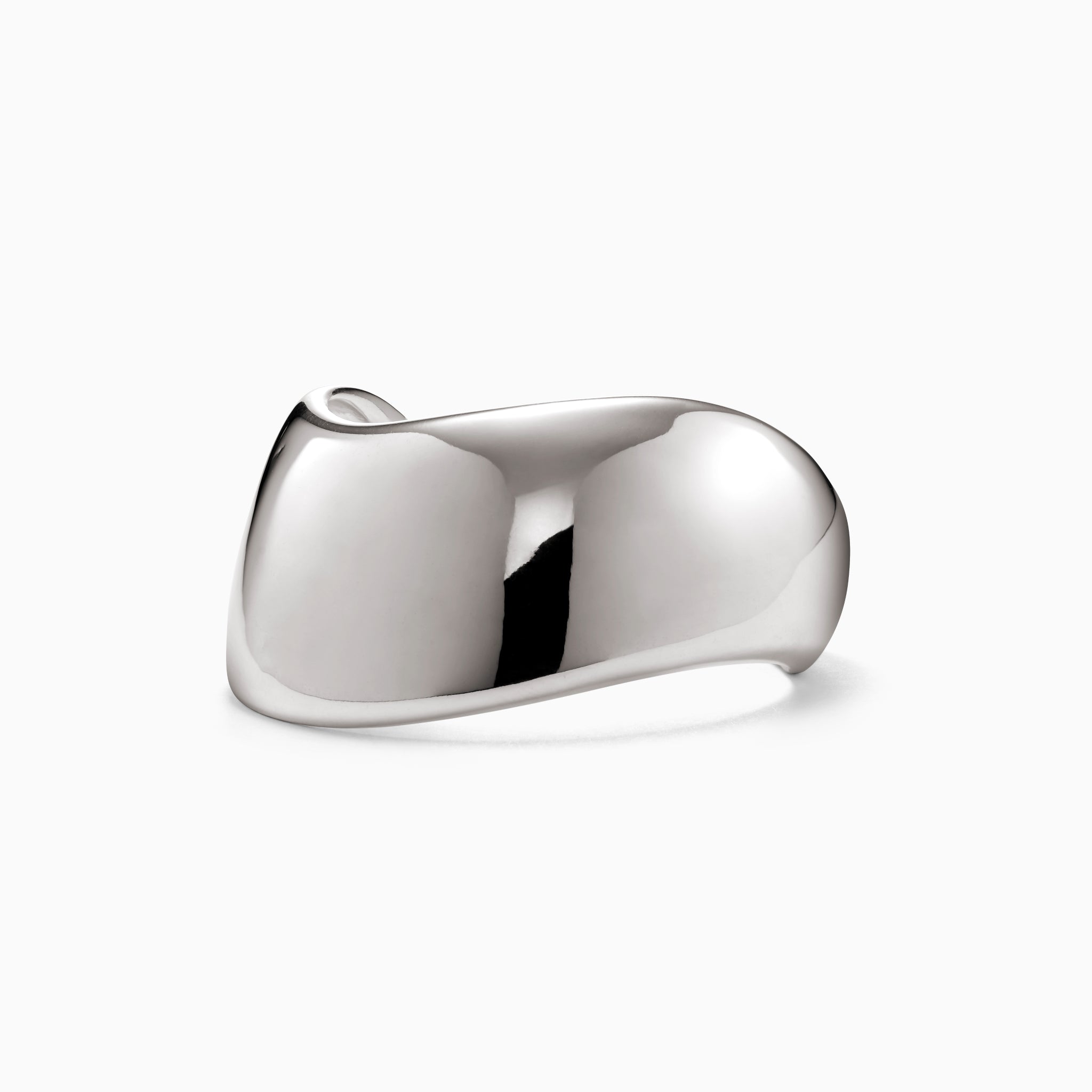 AGMES 0.925 sterling silver sculpted Cecil cuff bracelet on white background.