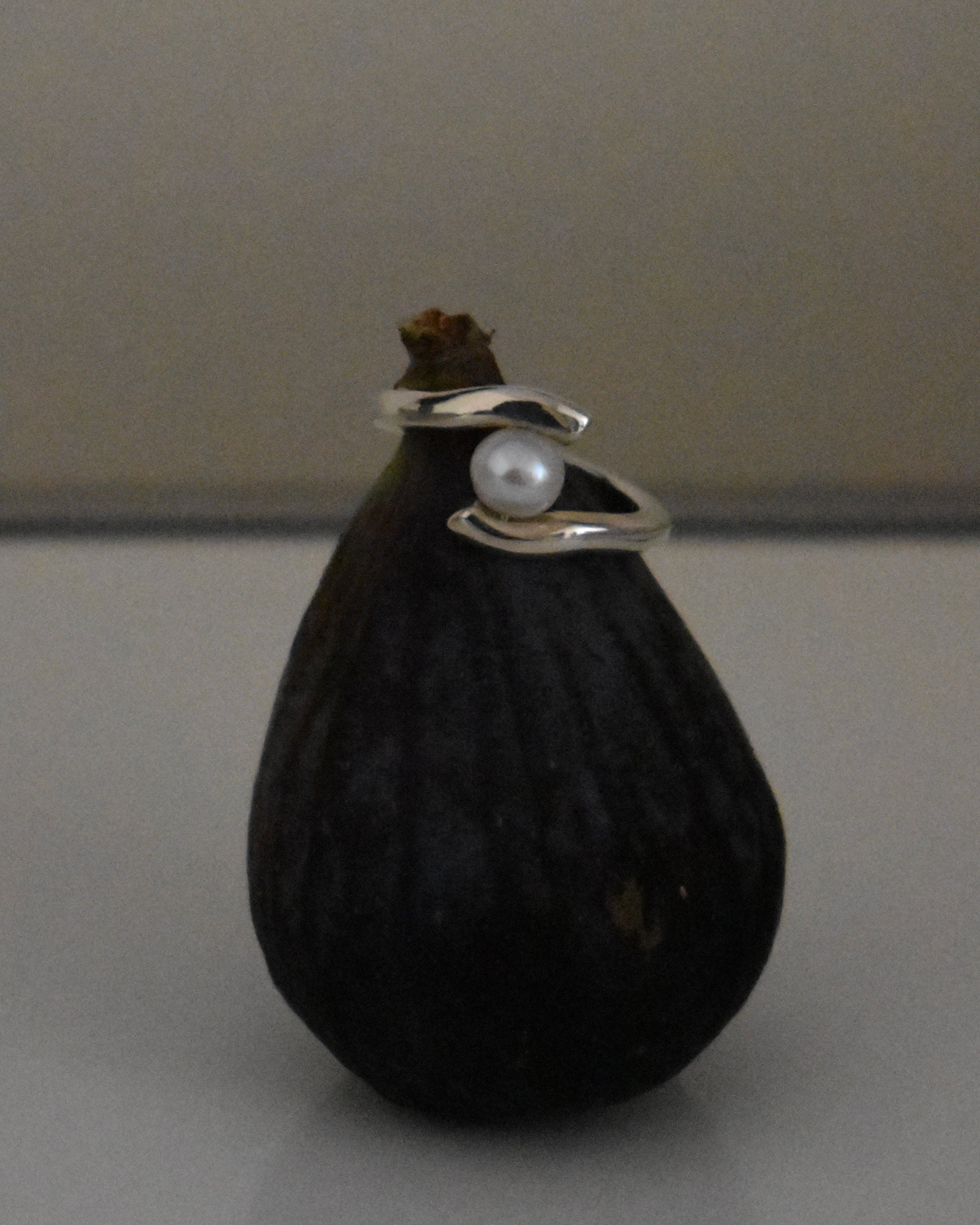 AGMES .925 Sterling Silver Claire Ring with Freshwater Pearl Center. 