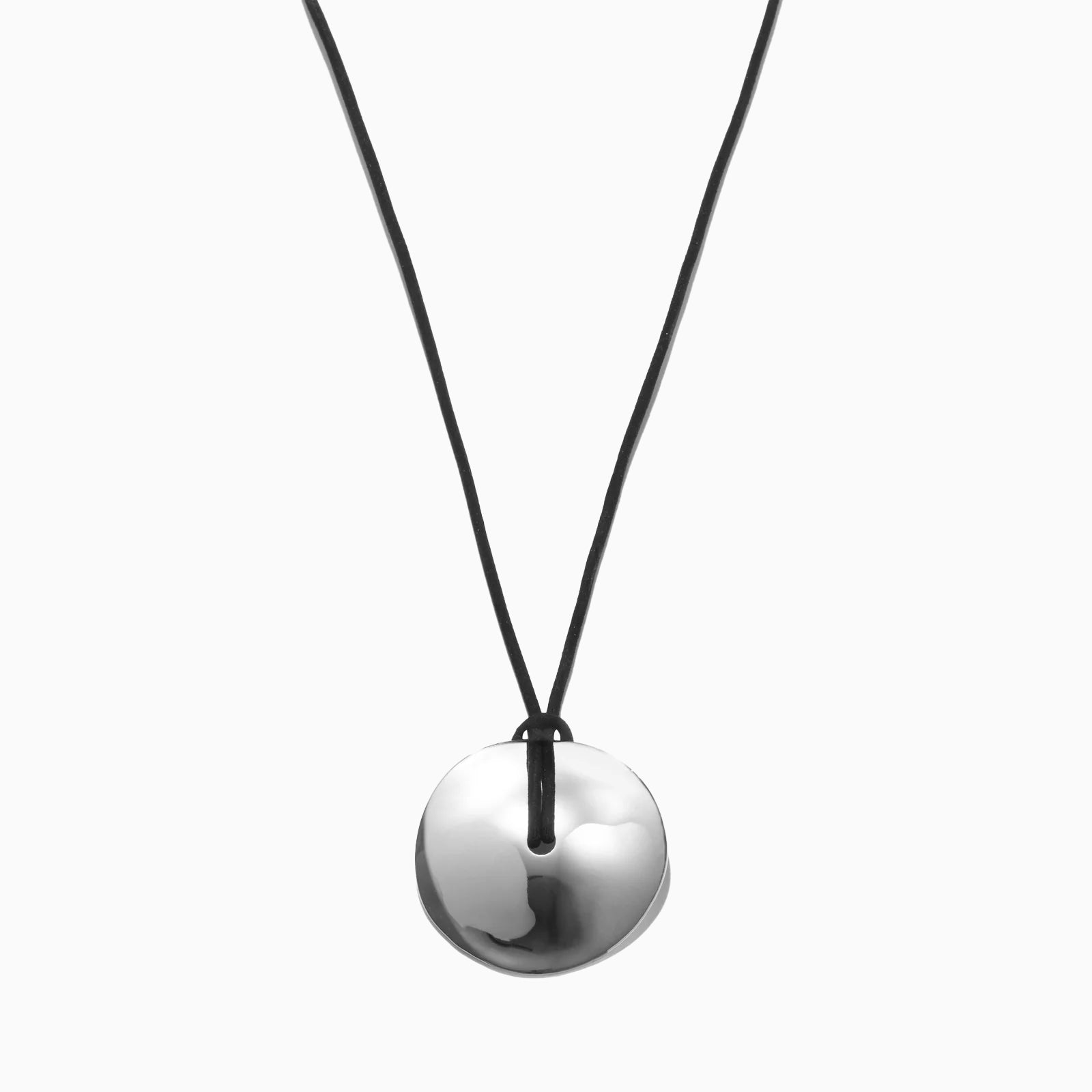 AGMES 0.925 Sterling Silver Cora Pendant  paired with Black Suede Cord. Round Pendant Necklace. 