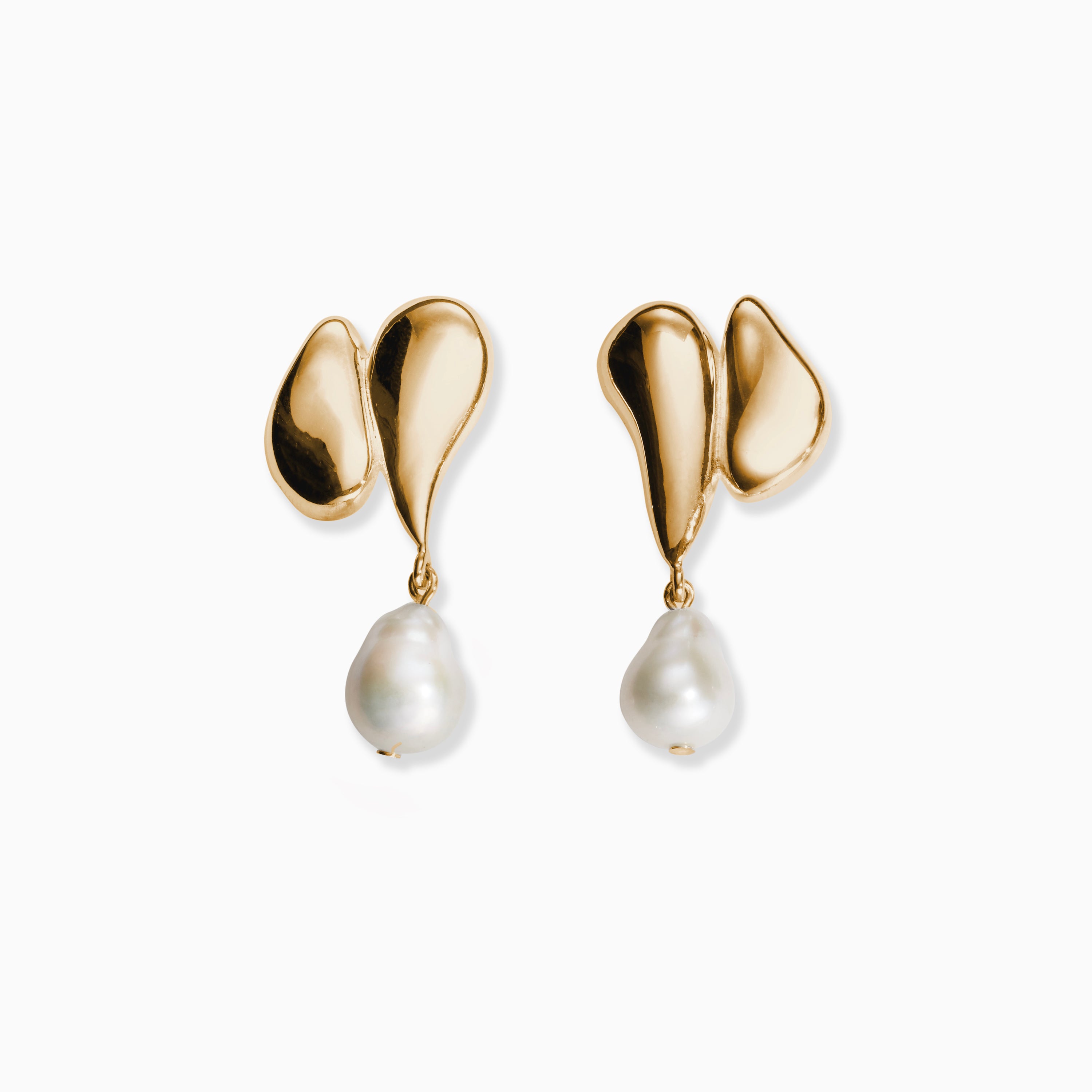 AGMES yellow gold vermeil drop pearl Elvira earrings.