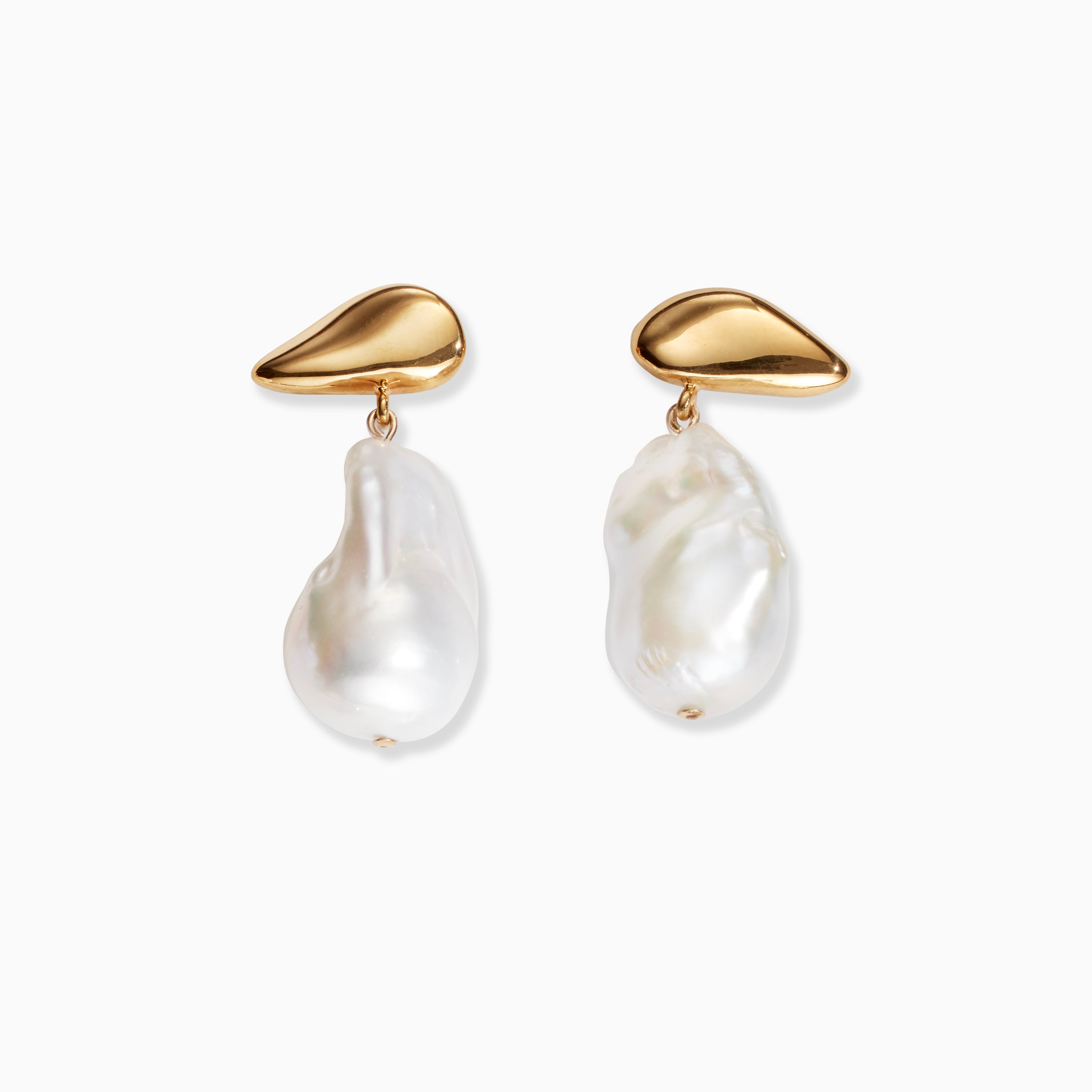 AGMES 18K Gold Vermeil Ila Earrings with Baroque Pearl Drop. 