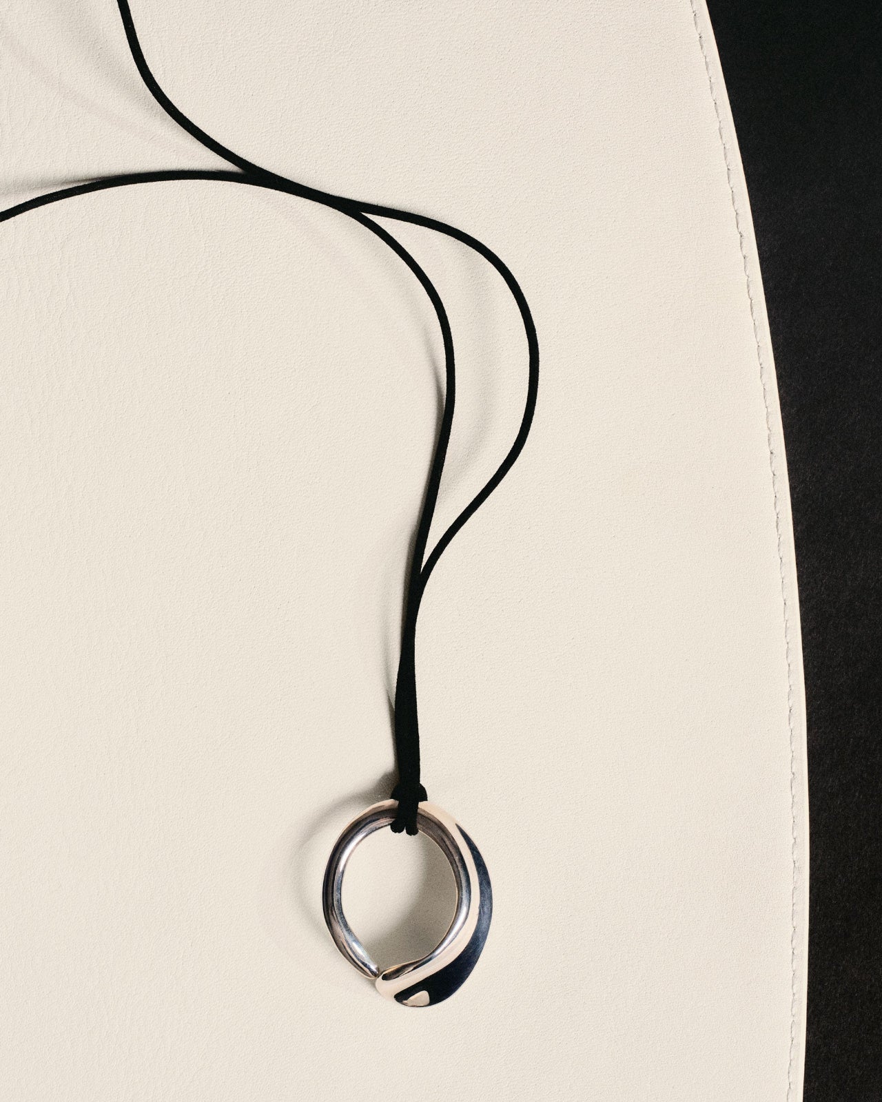 AGMES 0.925 Sterling Silver Marta Pendant with Black Suede Cord. 